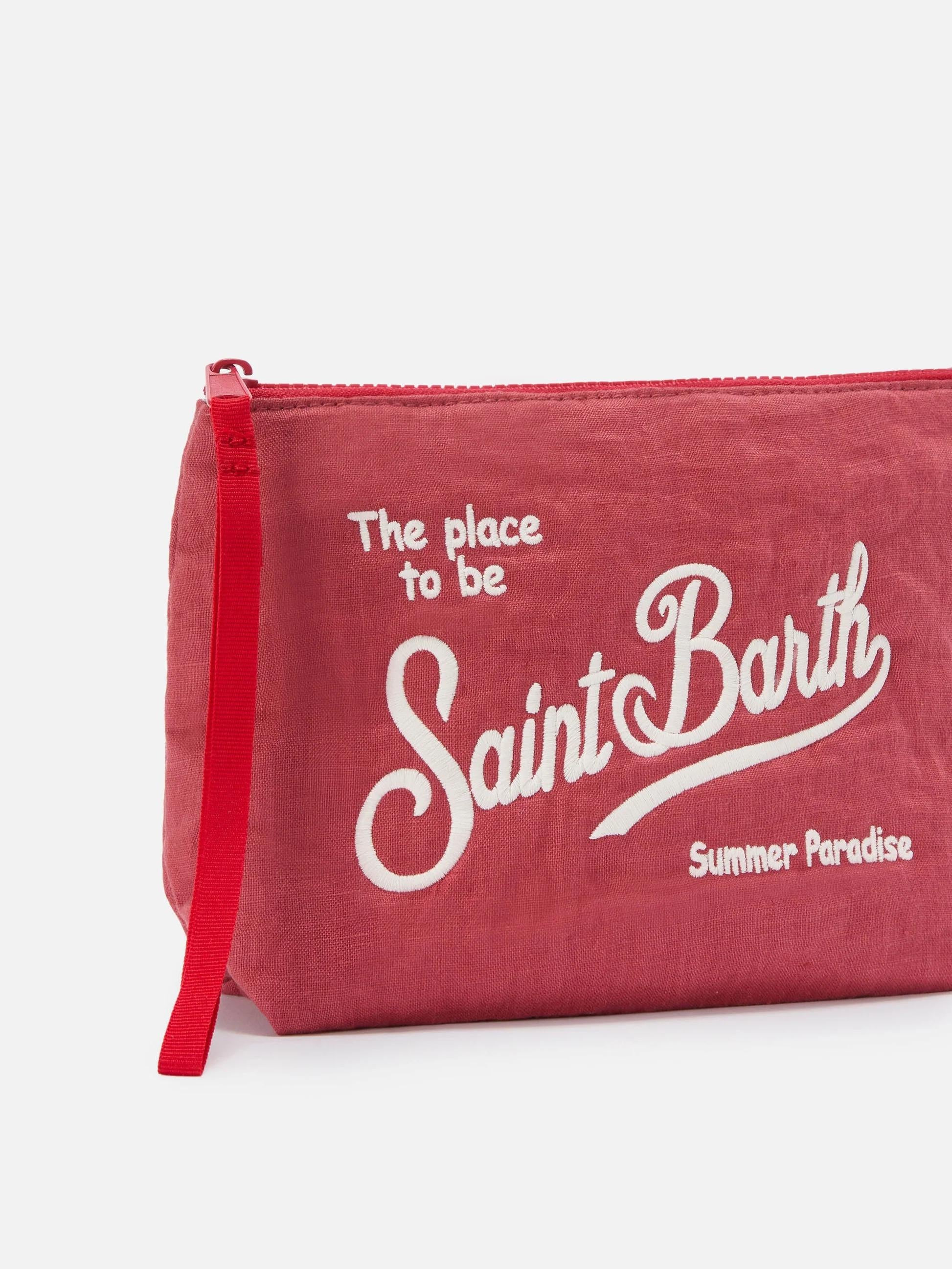 Pochette Soft Aline in lino rosso mattone tinta unita ALI0051 00553L MC2 SAINT BARTH 