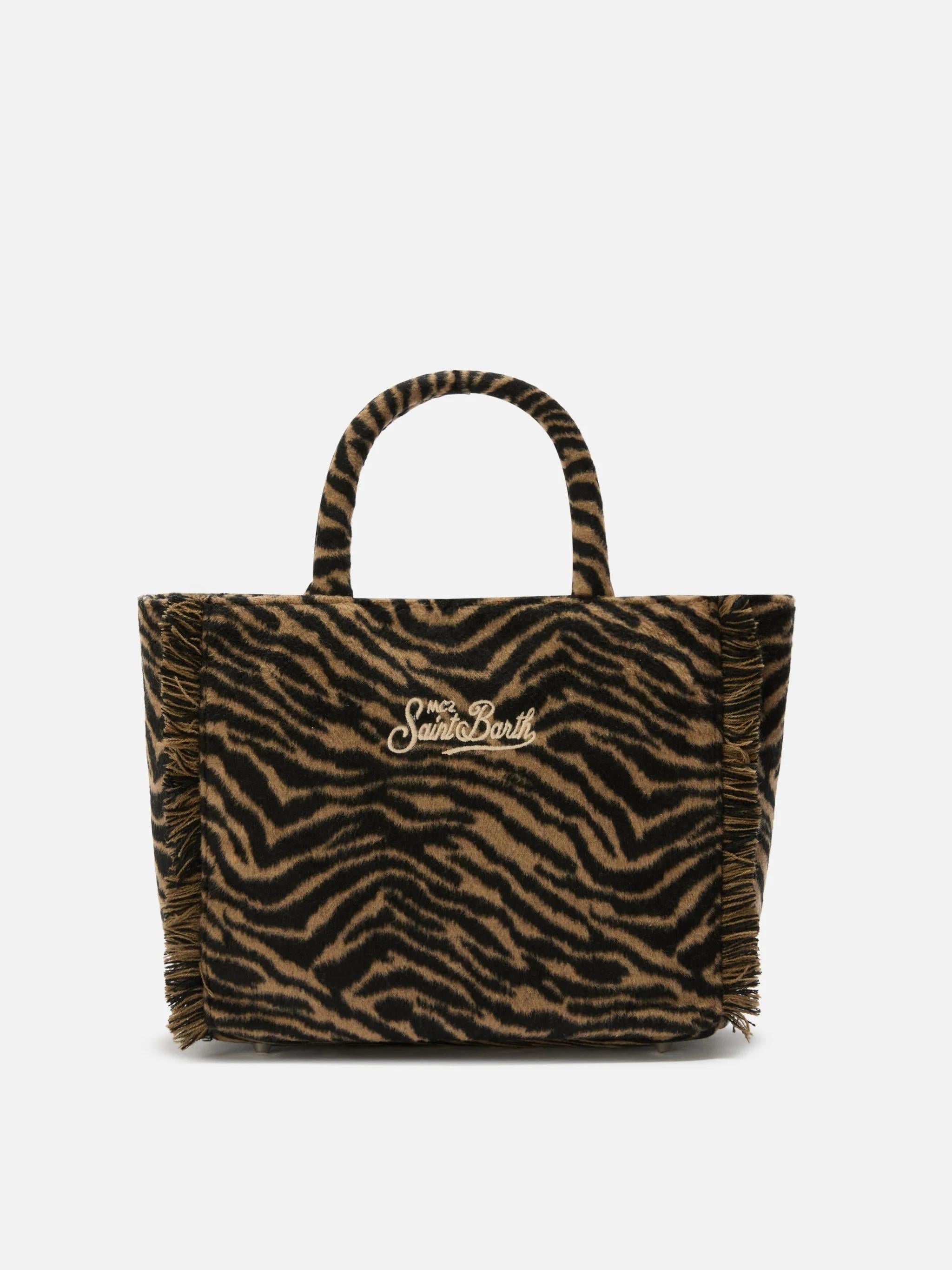 Borsa a mano Colette Felt in misto lana zebrata COL0037 01322I MC2 SAINT BARTH 