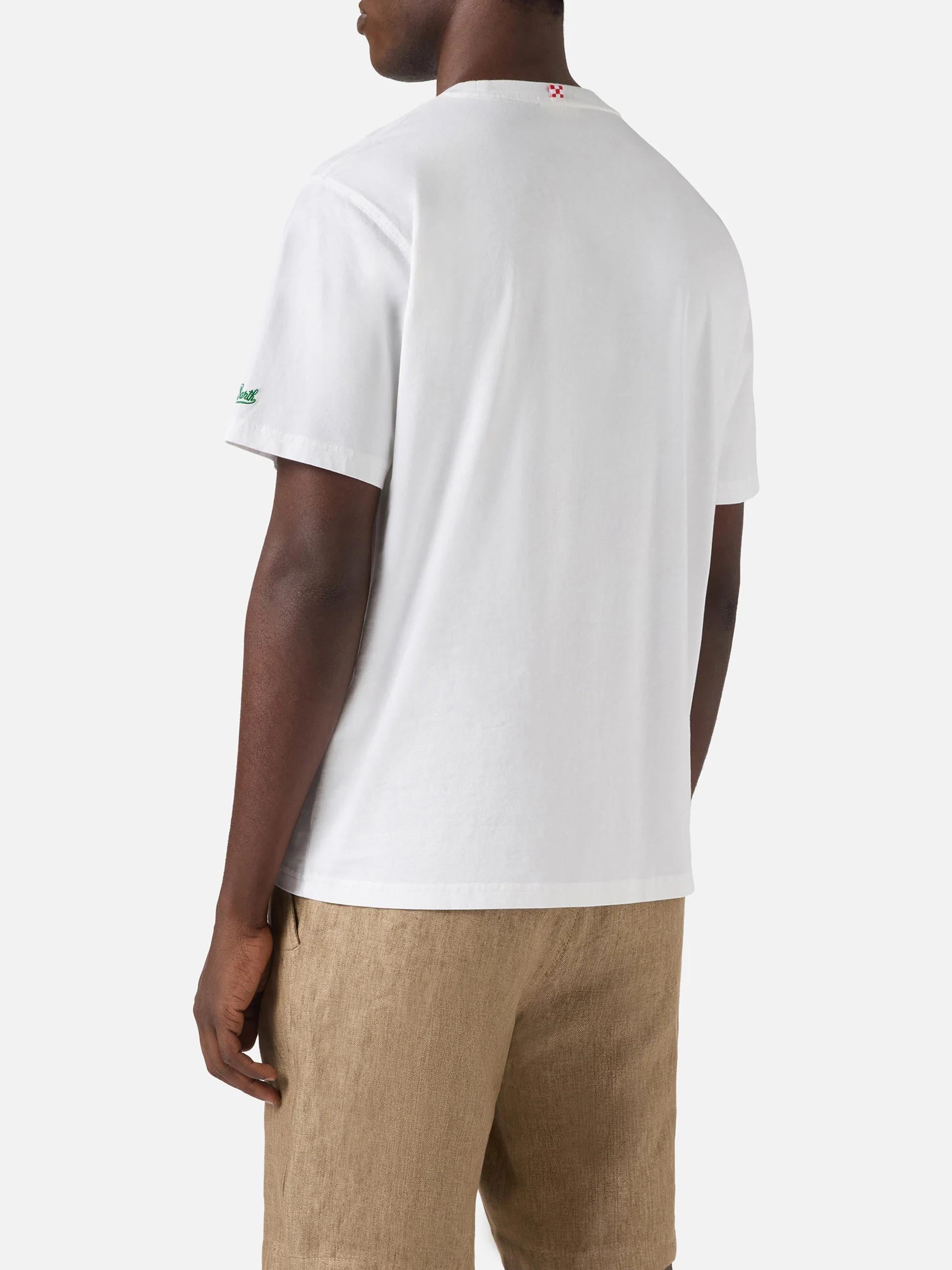 T-shirt Portofino bianca con ricamo Gin Tonic POT0001 02489L MC2 SAINT BARTH 