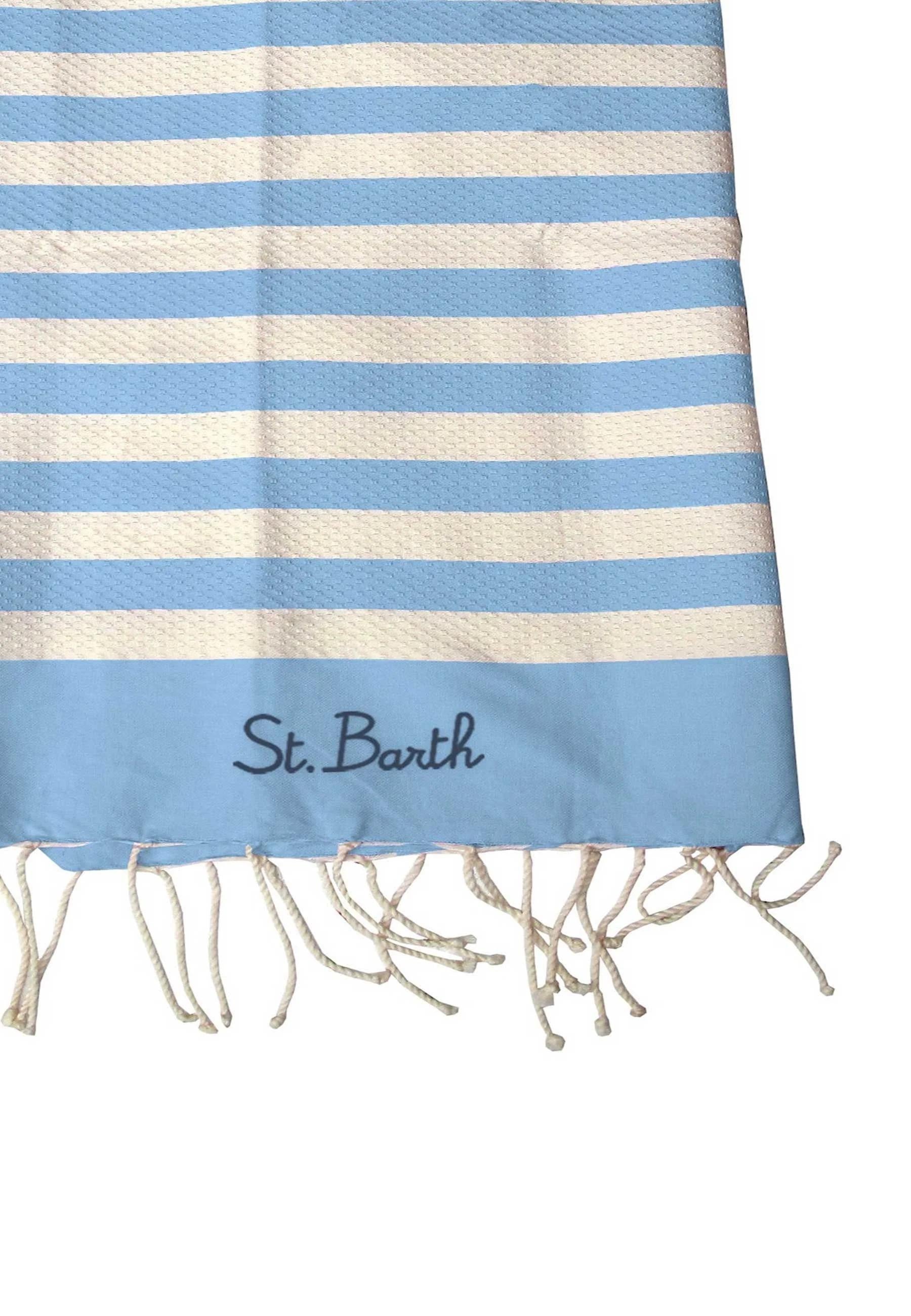 Mc2 saint barth Telo Mare Fantasia Foutas Rigato Celeste Beige con Frange FOUT012 00657L MC2 SAINT BARTH 