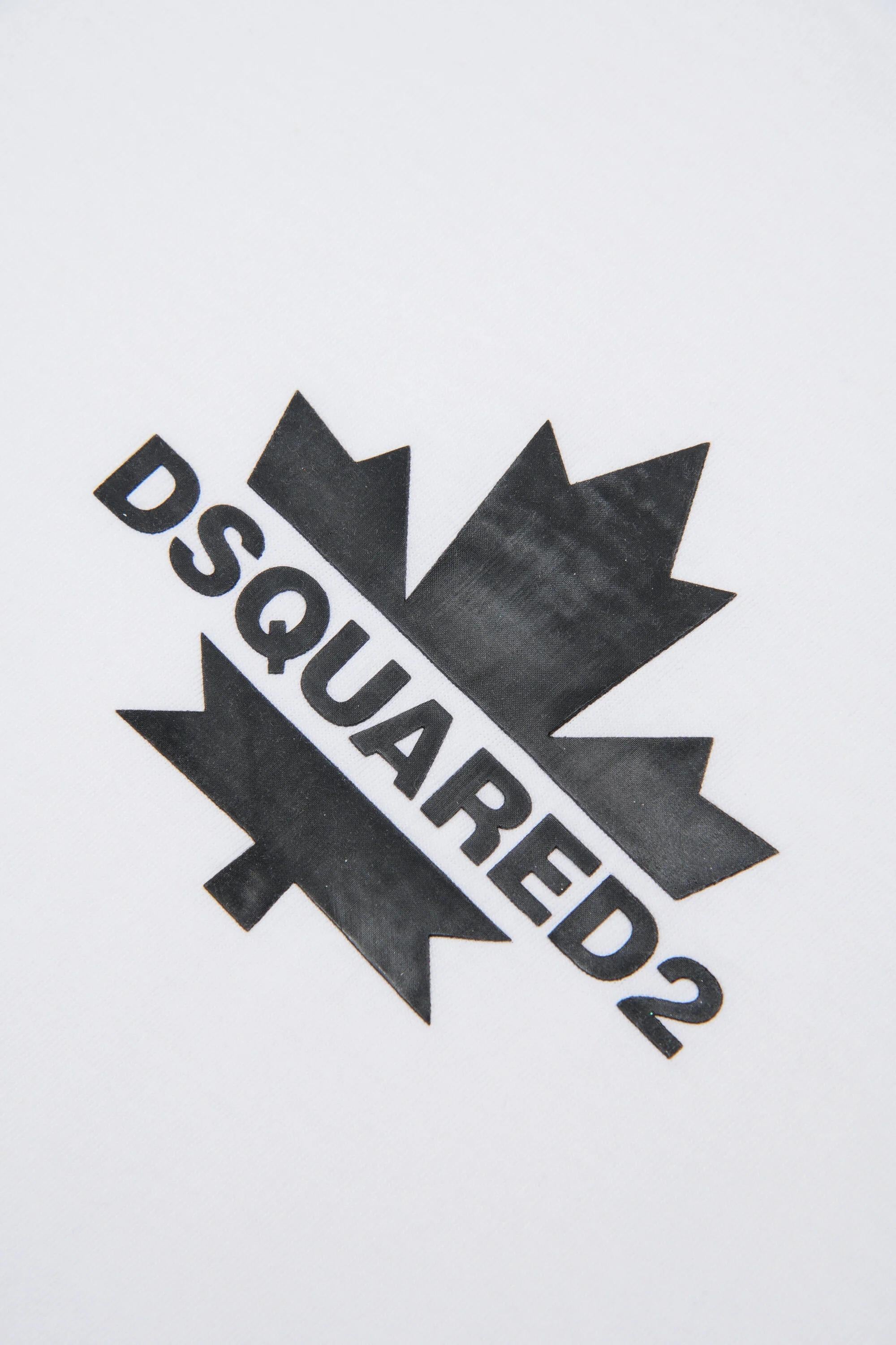 T-shirt con Maple Leaf BIANCA DQ2743-D0AC7 DQ100 DSQUARED KID 