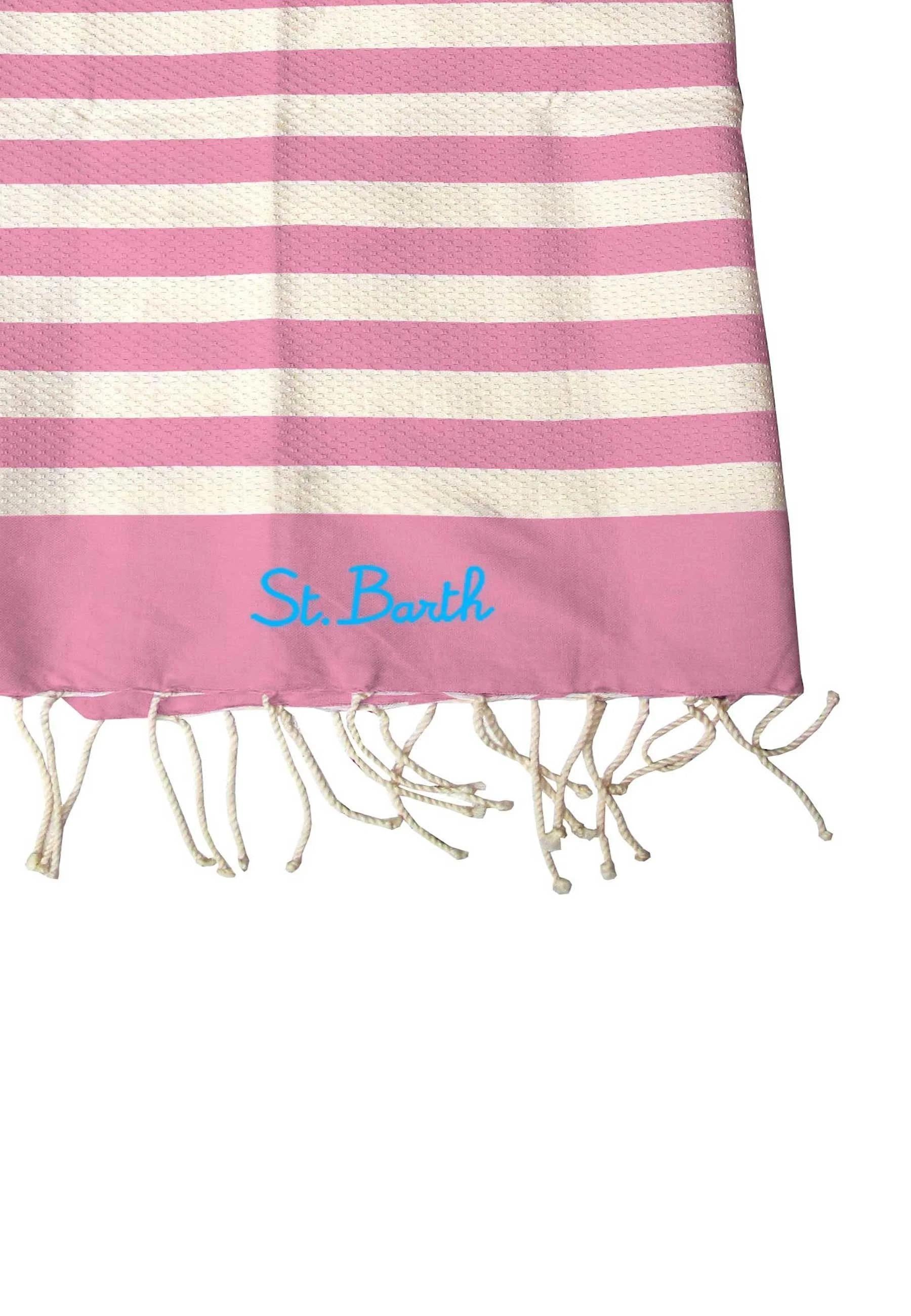 Mc2 saint barth Telo Mare Fantasia Foutas Rigato Rosa Beige con Frange FOUT012 00640L MC2 SAINT BARTH 