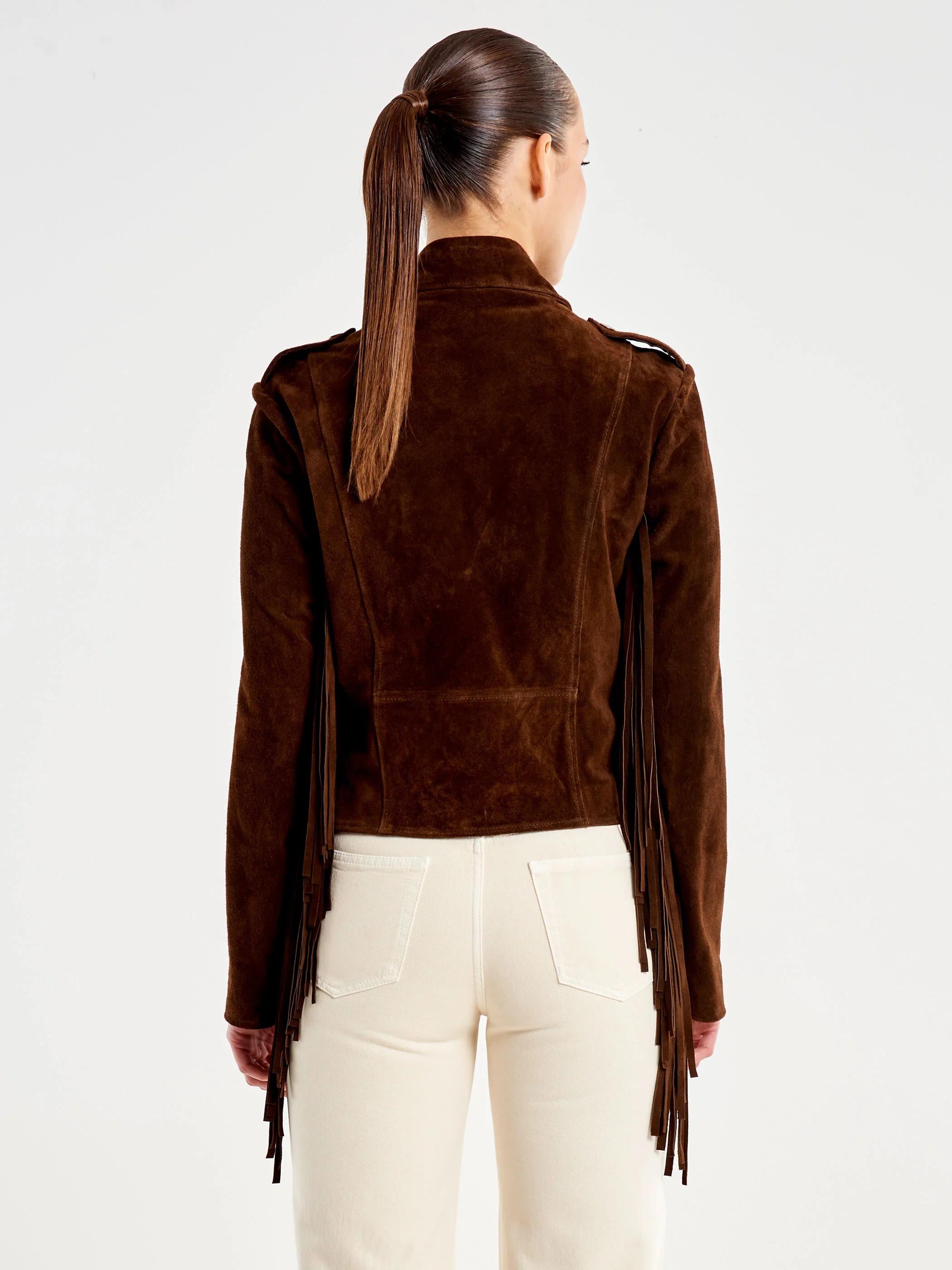 VICOLO Chiodo in Vera Pelle Scamosciato con Frange TAB0172 68 VICOLO 