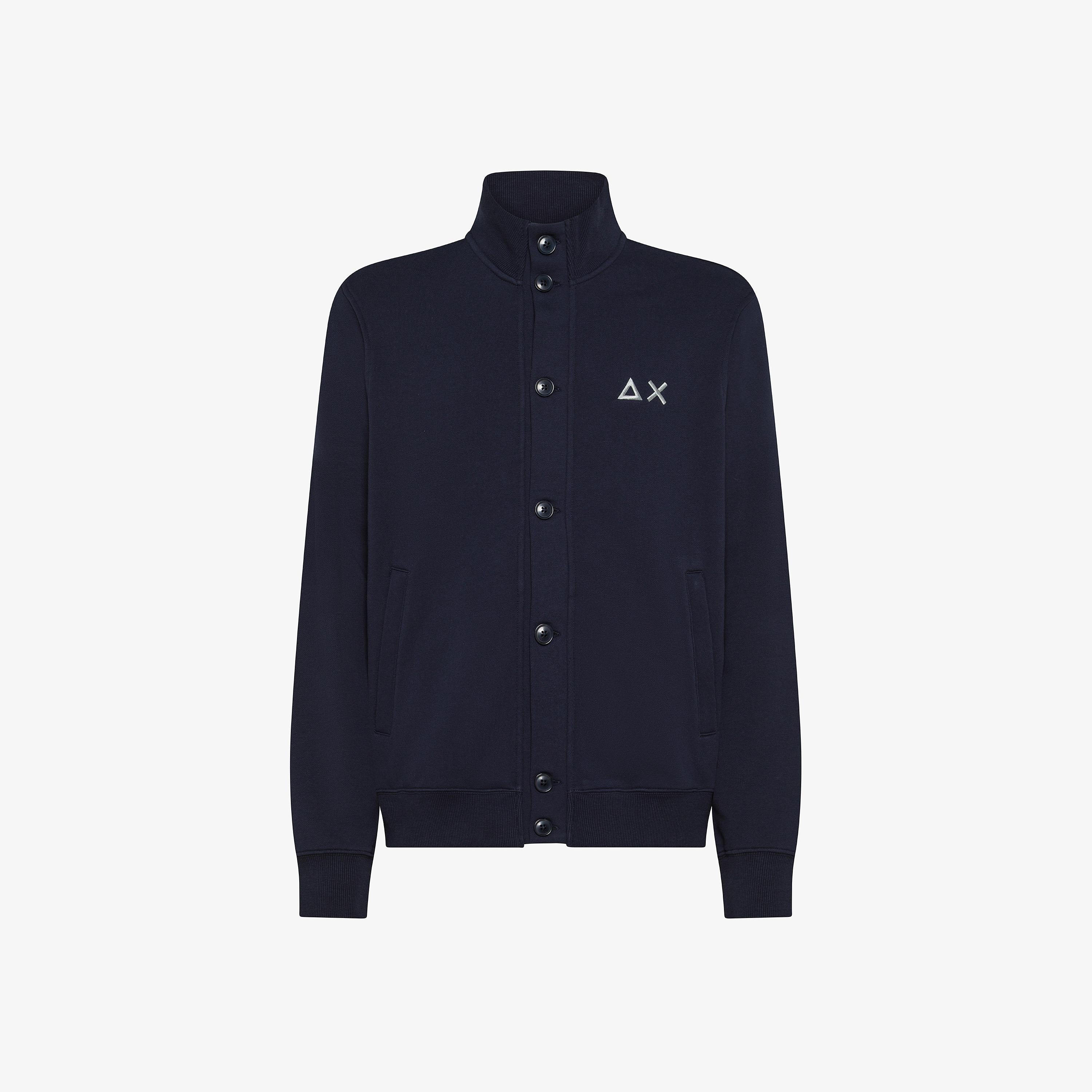 SUN68 Cardigan in felpa di cotone con logo navy blue F45106 07 SUN 68 