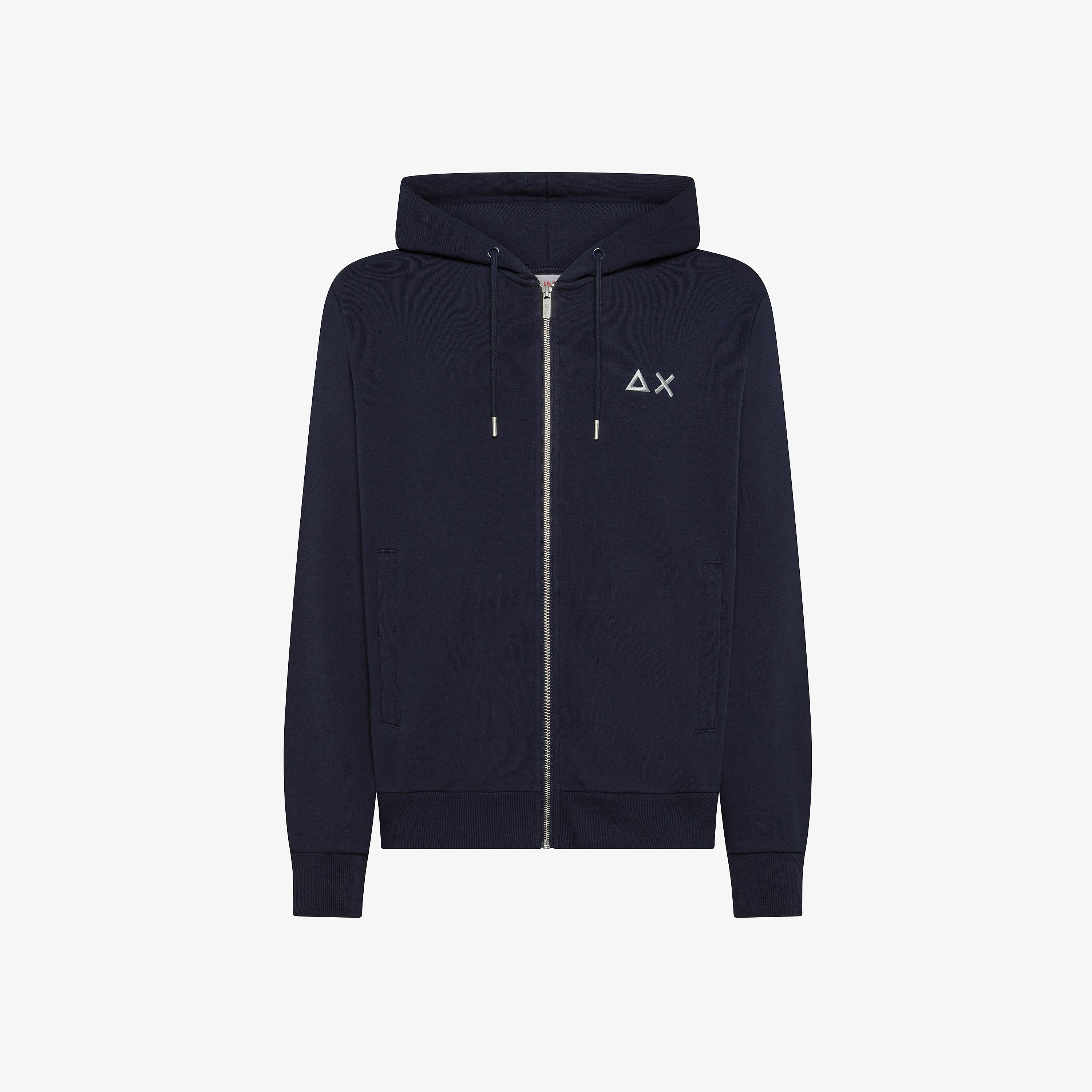 Felpa in cotone con zip e cappuccio navy blue F45102 07 SUN 68 