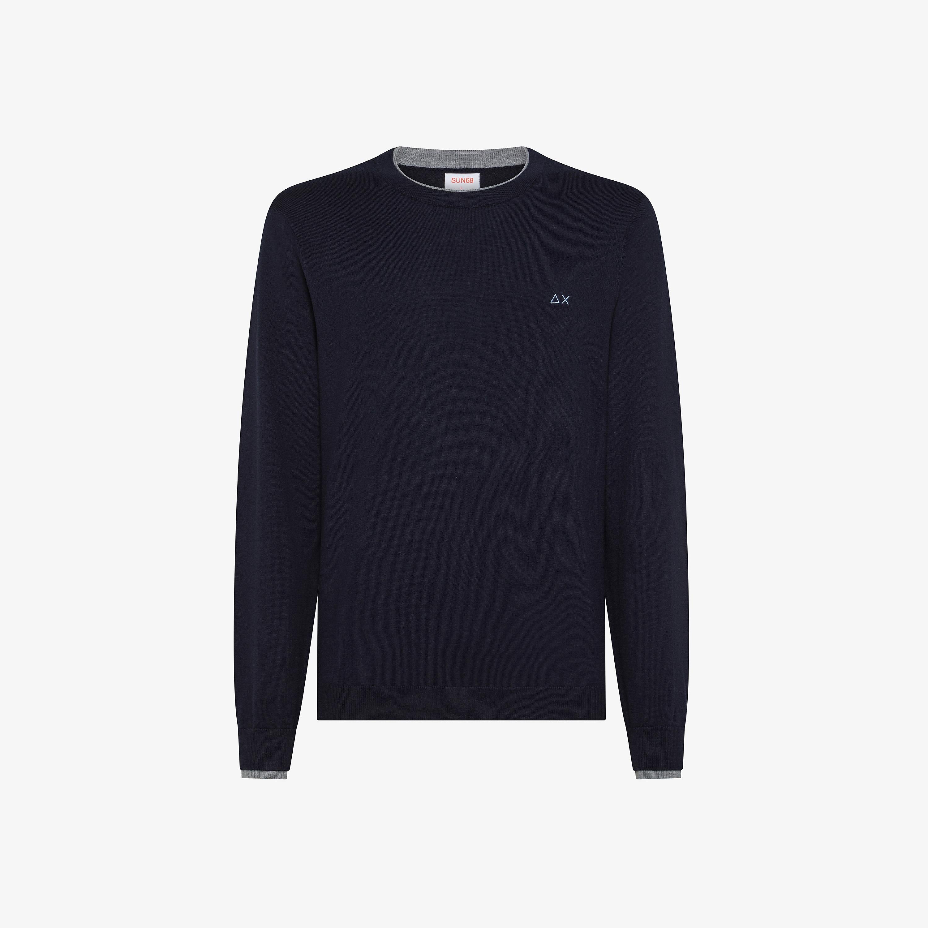 SUN68 Maglia in lana e cotone navy blue K45141 07 SUN 68 