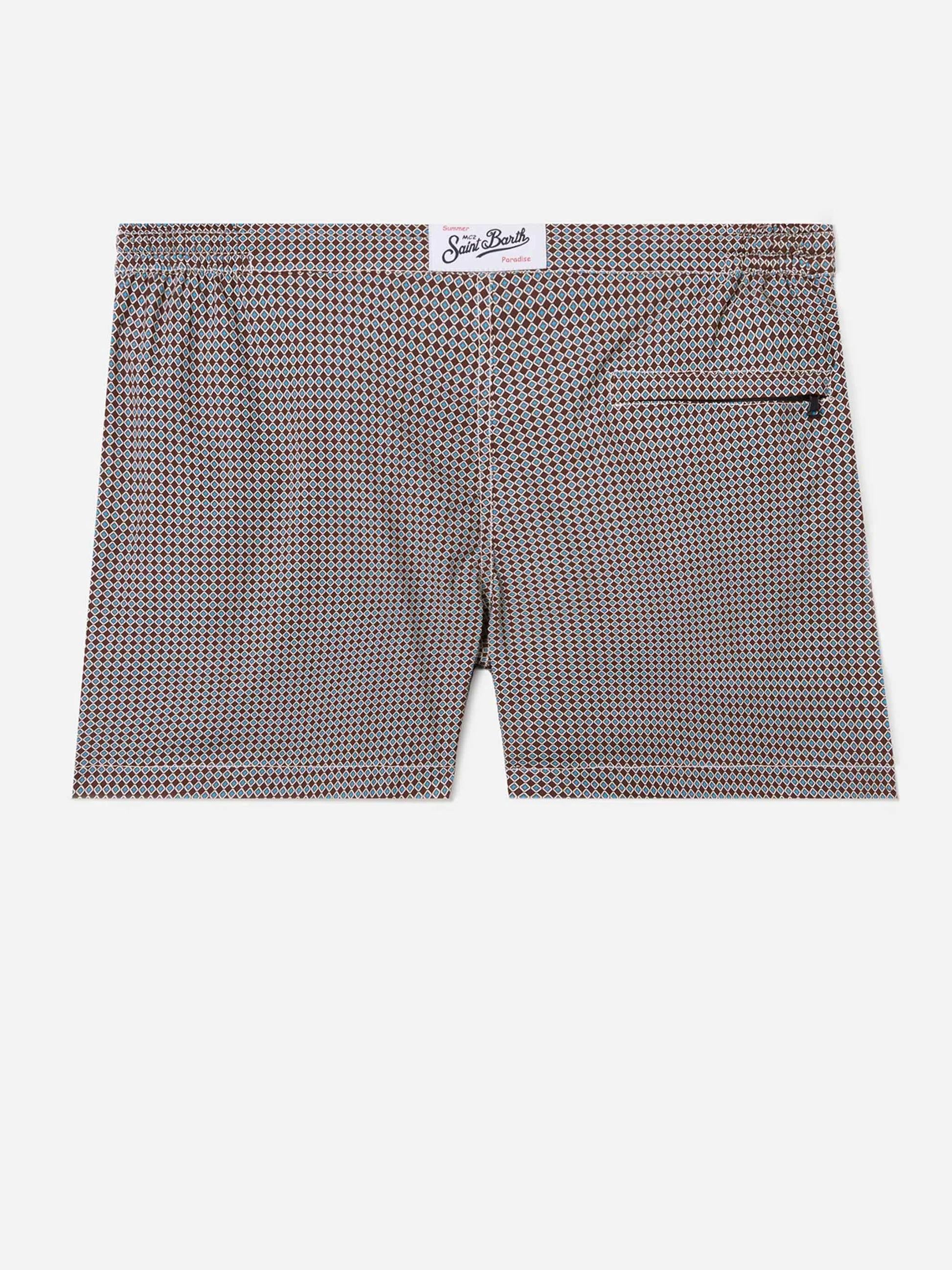 Costume mare Harrys marrone con stampa geometrica HAR0001 00087L MC2 SAINT BARTH 