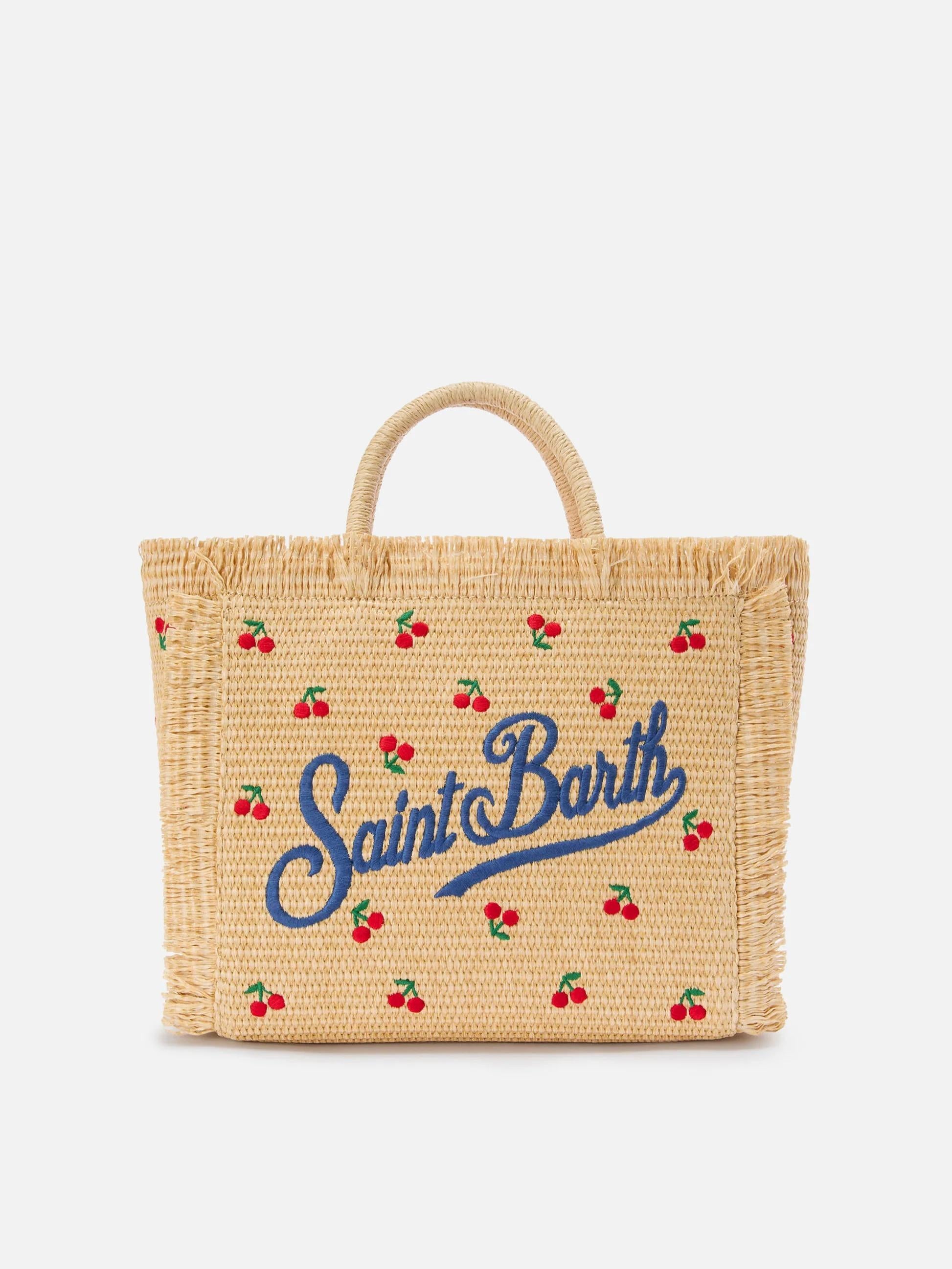 Borsa Colette in tessuto effetto paglia con ricami ciliegie COL0017 00345L MC2 SAINT BARTH 