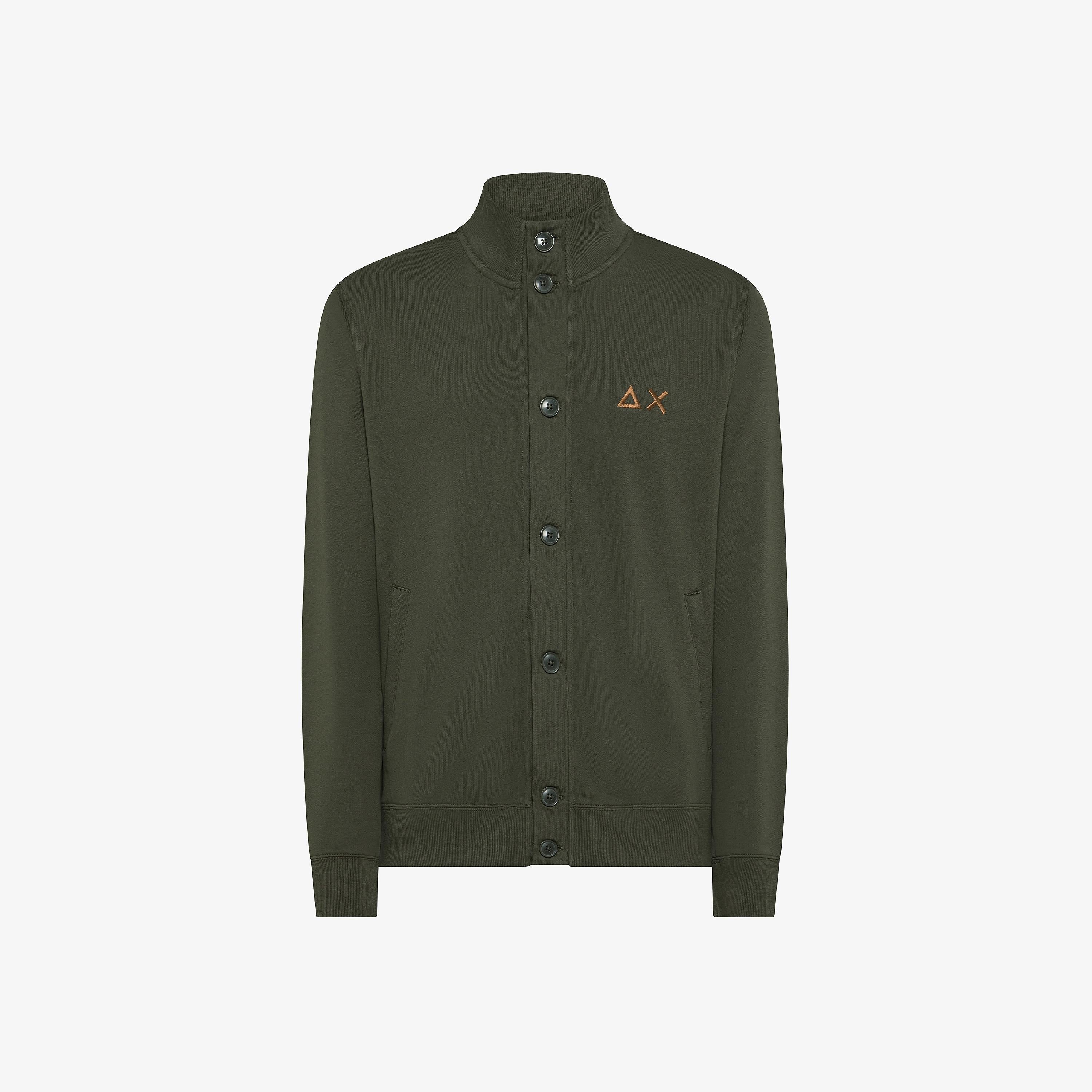 SUN68 Cardigan in felpa di cotone con logo militare scuro F45106 74 SUN 68 