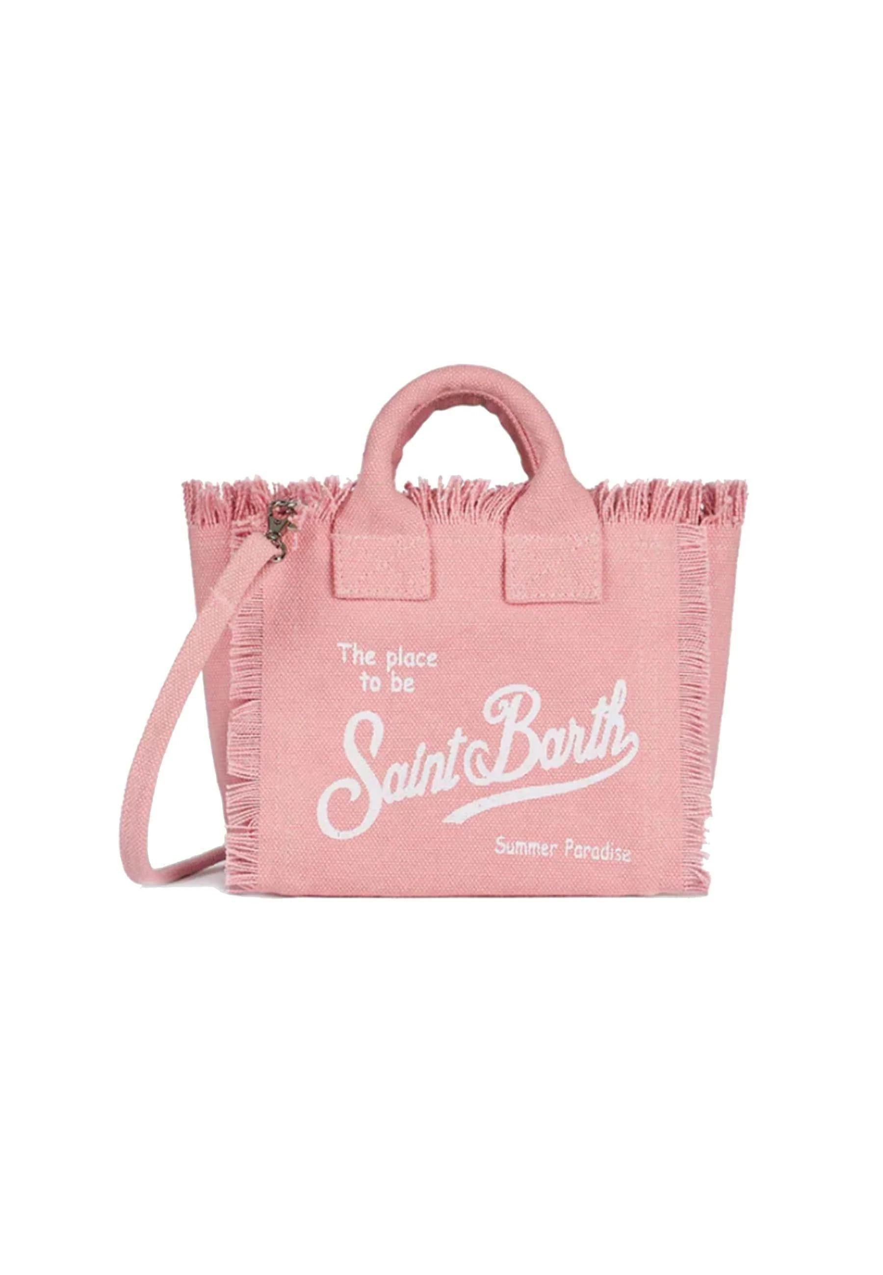 Mc2 saint barth Borsa Vanity Mini Rosa in Canvas Stampa Logo Bianco VAMI001 00135L MC2 SAINT BARTH 