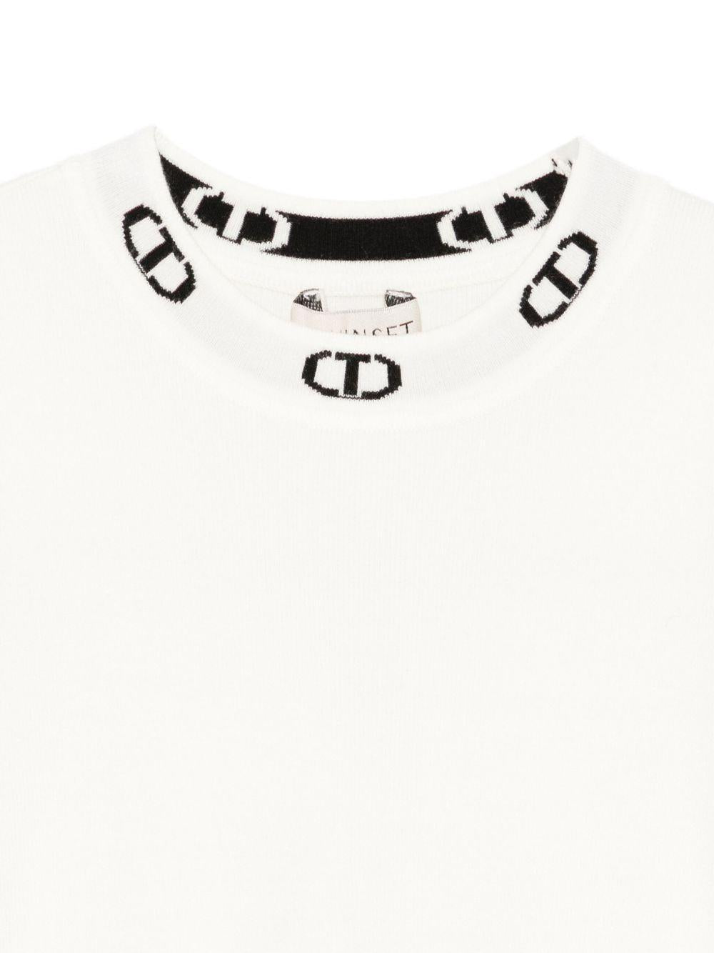 Twinset Abito corto baby in maglia bicolore off white/black 252GB3032 10973 TWINSET 