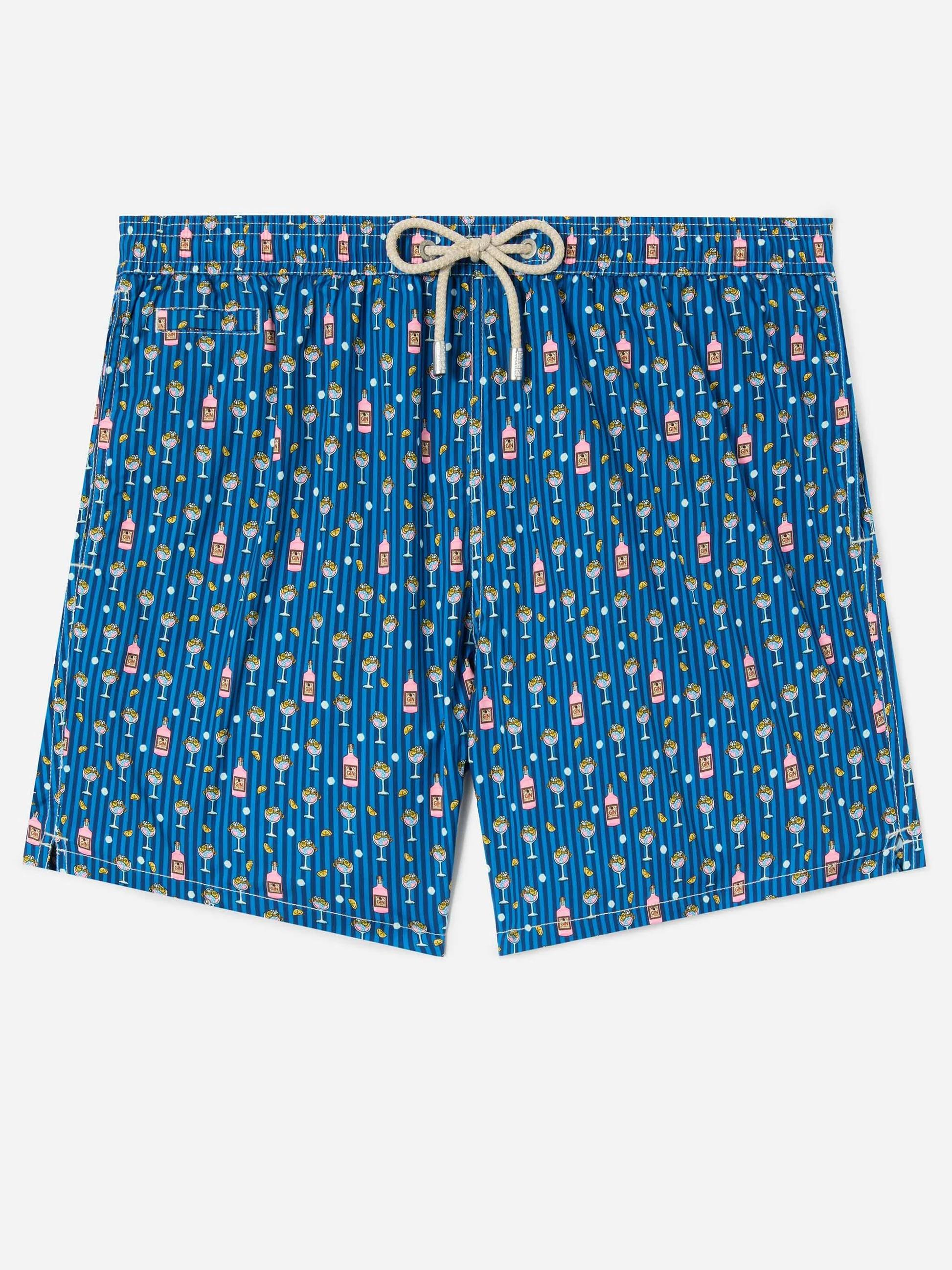 Costume mare Lighting Micro navy con stampa cocktail all-over LIG0016 00229L MC2 SAINT BARTH 
