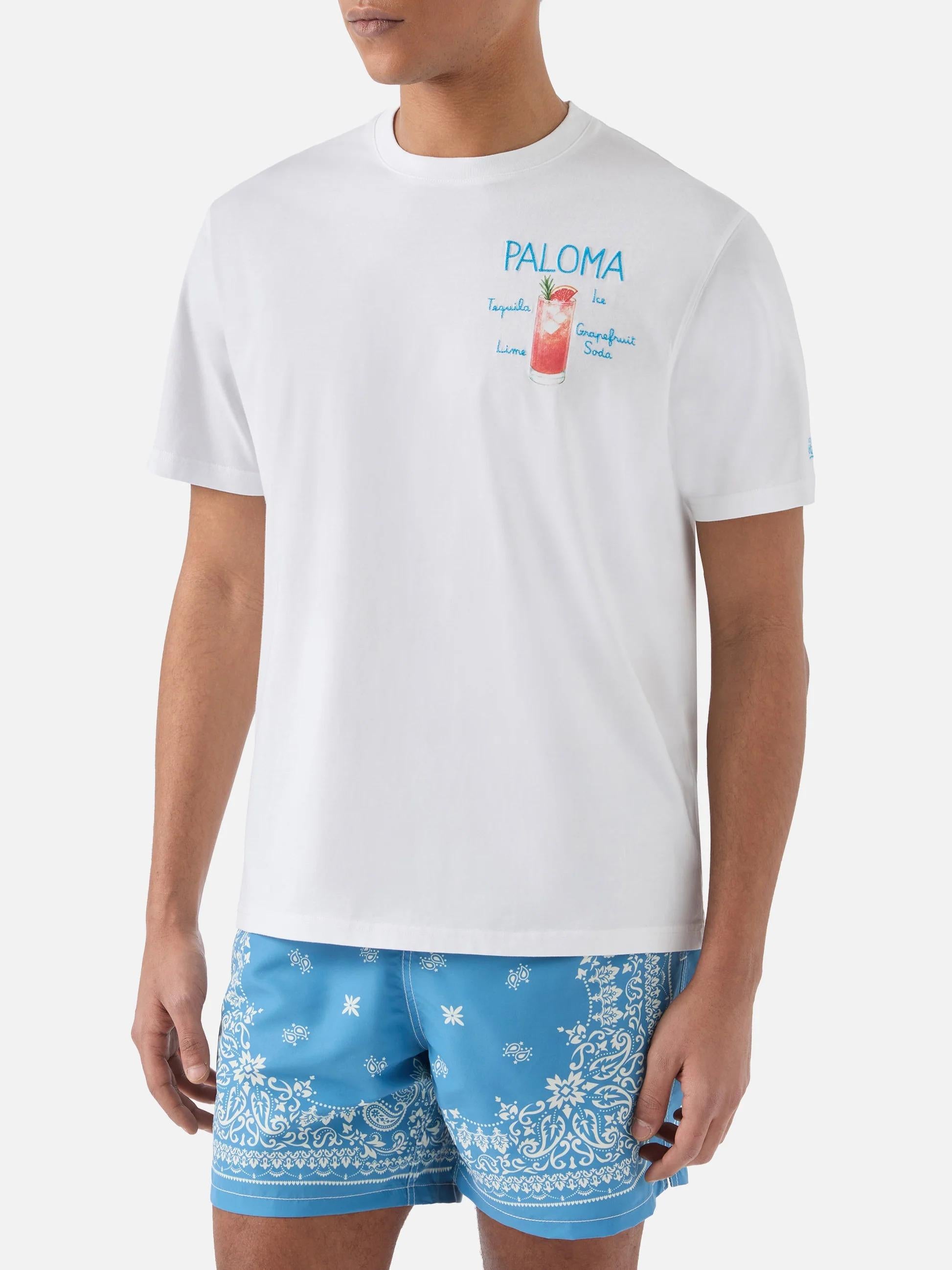 T-shirt Portofino bianca con ricamo Paloma POT0001 00323L MC2 SAINT BARTH 