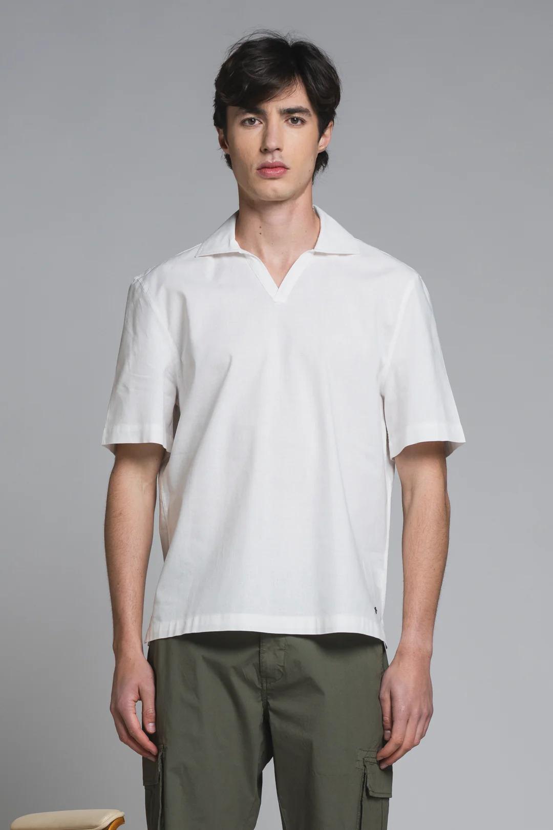 JAMIE POLO SKIPPER IN MIXED LINEN WHITE IM26SSOM-JAMIE-MLN C24 IMPURE 