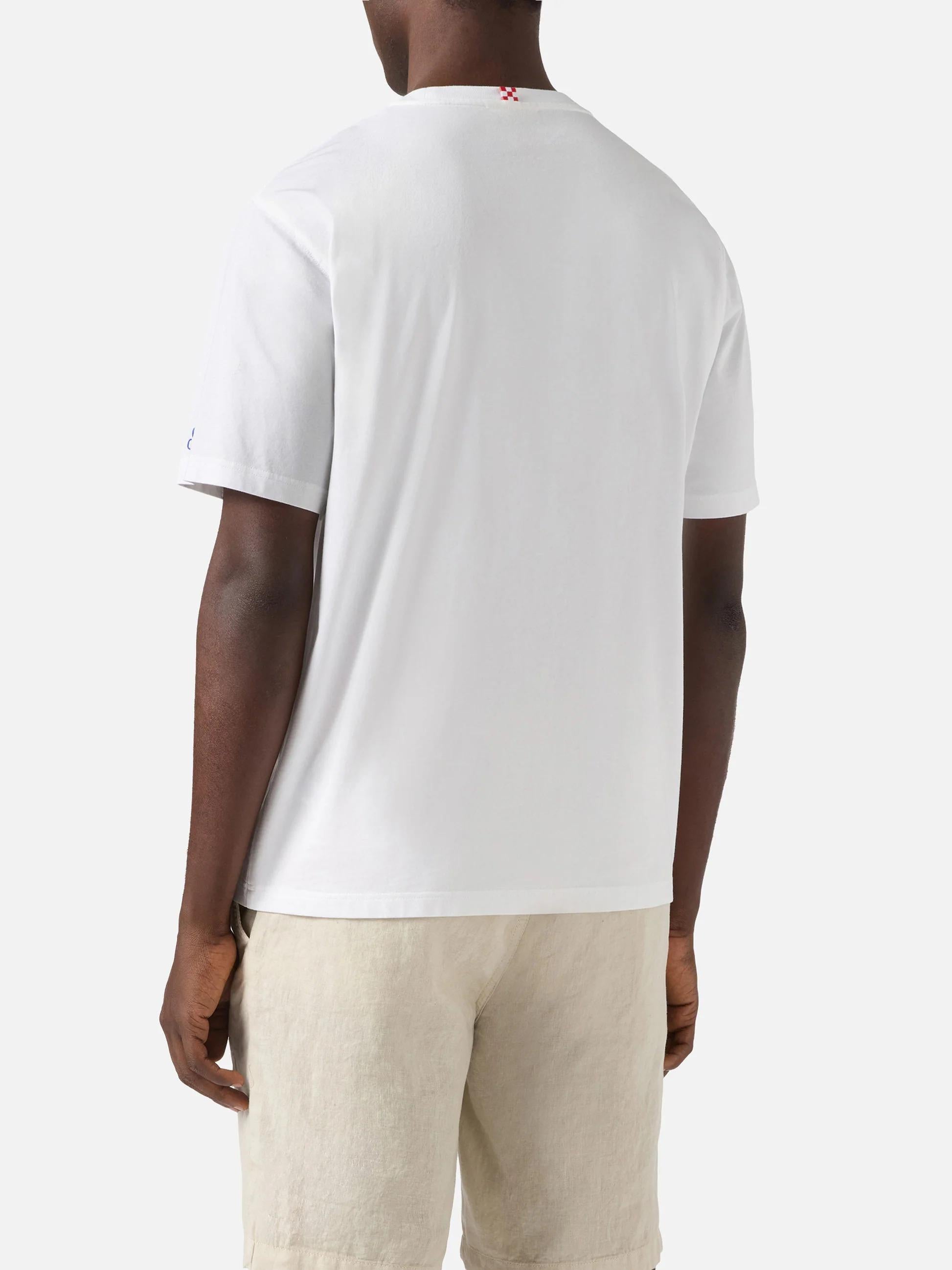 T-shirt Portofino bianca con ricamo King Of The Grill POT0001 04334L MC2 SAINT BARTH 