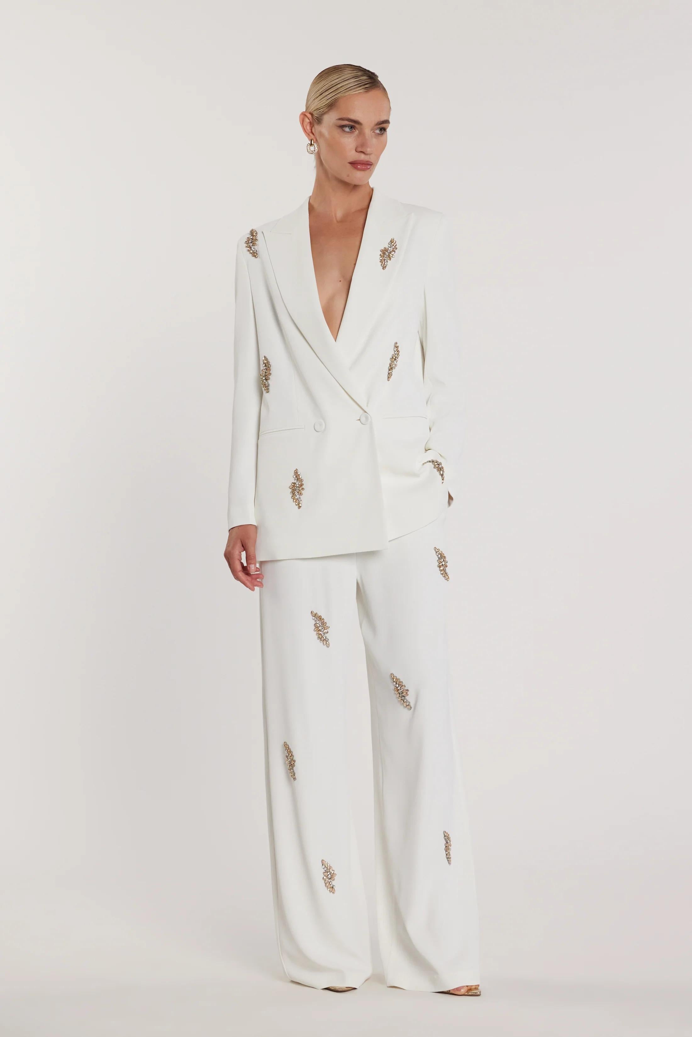 RELISH Giacca DULEDAM maniche lunghe doppia abbottonatura con applicazioni strass MILK RCP2605006004 1101 RELISH 