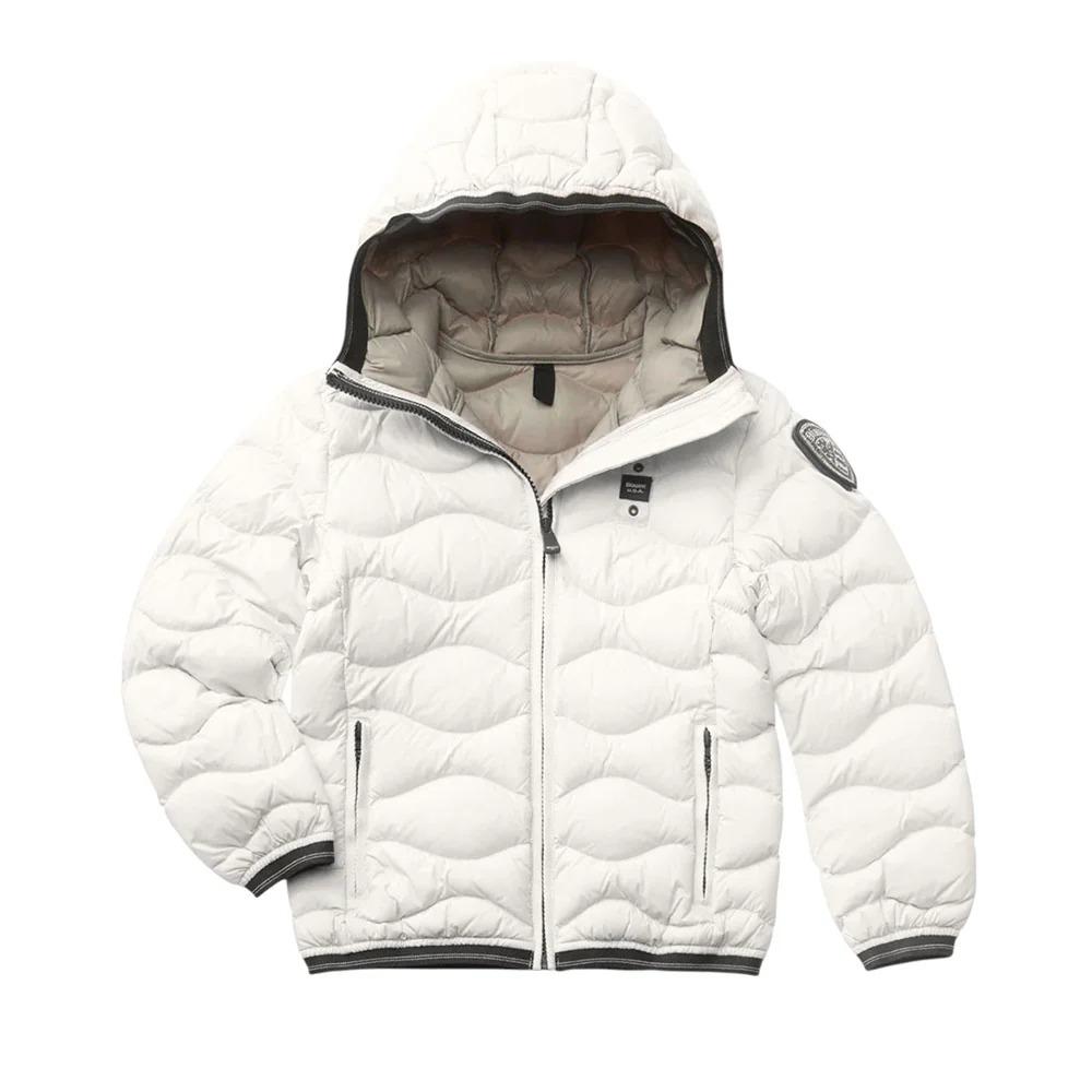 BLAUER Piumino onda LOWELL con cappuccio e logo BIANCO 25WBLGC03385-007285* 100GG BLAUER 