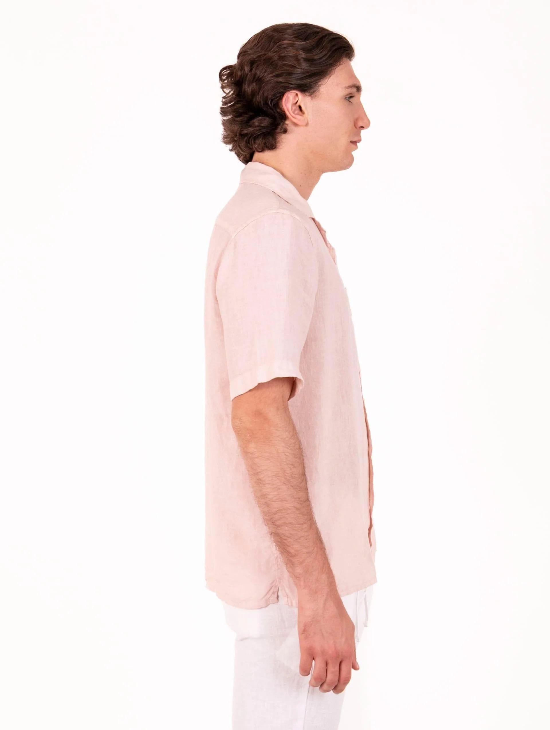 Camicia Bowling Roy Roger's in Lino Rosa RRU90155P4220569 C0620 ROY ROGER'S 