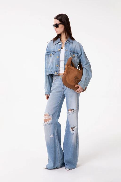 Jeans wide leg regular con cintura nappine GAABW09509 GAABW09509-PEARL-MTFI0002 BL01 GAELLE 