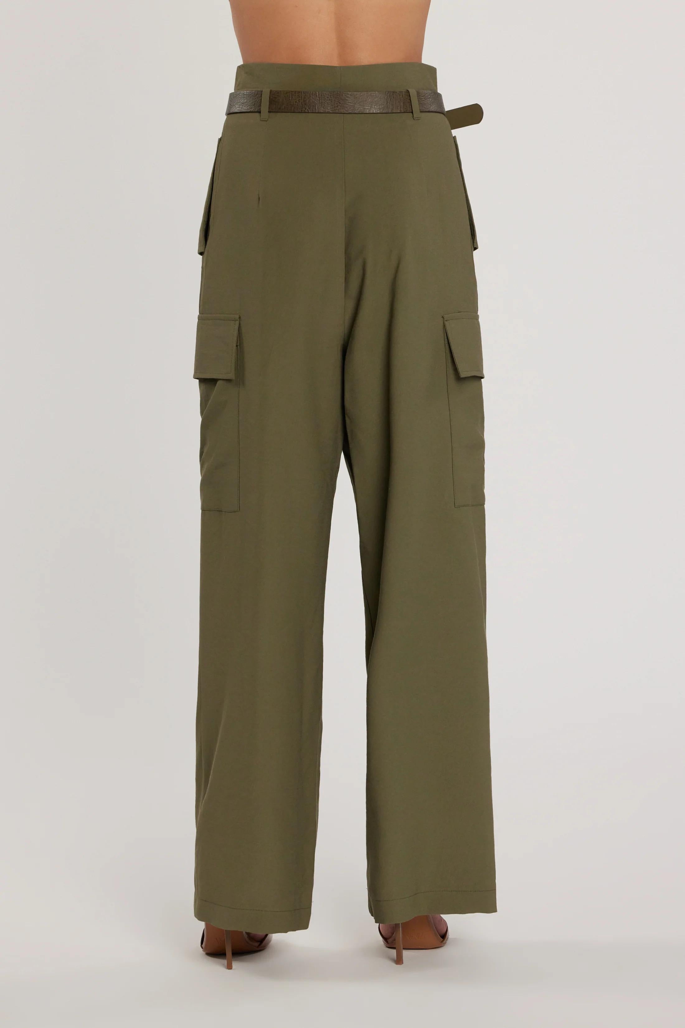 RELISH Pantalone TECTION vita alta con patte più tasconi più cintura CAPULET OLIVE RDP2607303066 1871 RELISH 