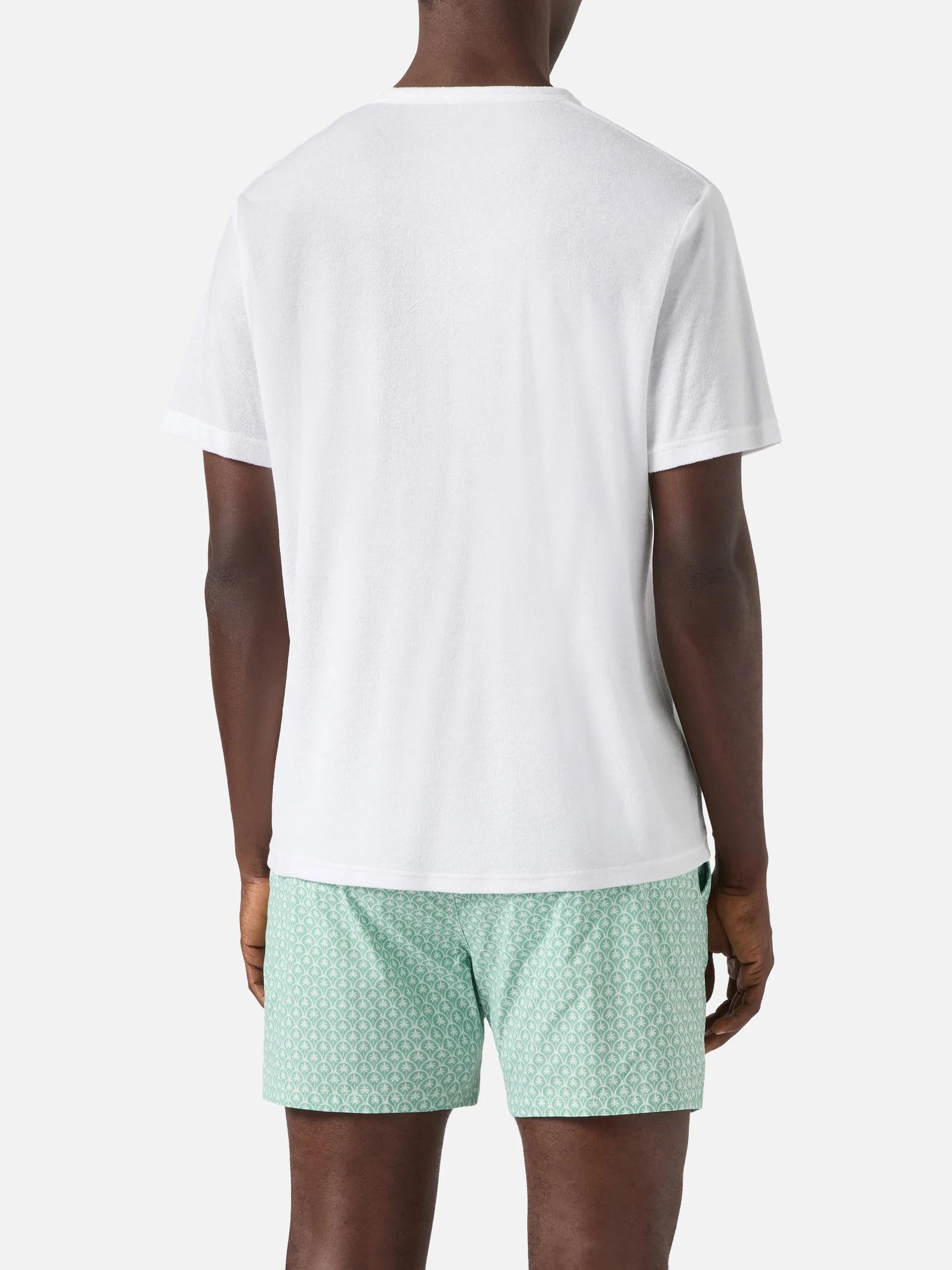 T-shirt Gary in cotone effetto spugna bianca con ricamo logo GAR0002 01163L MC2 SAINT BARTH 