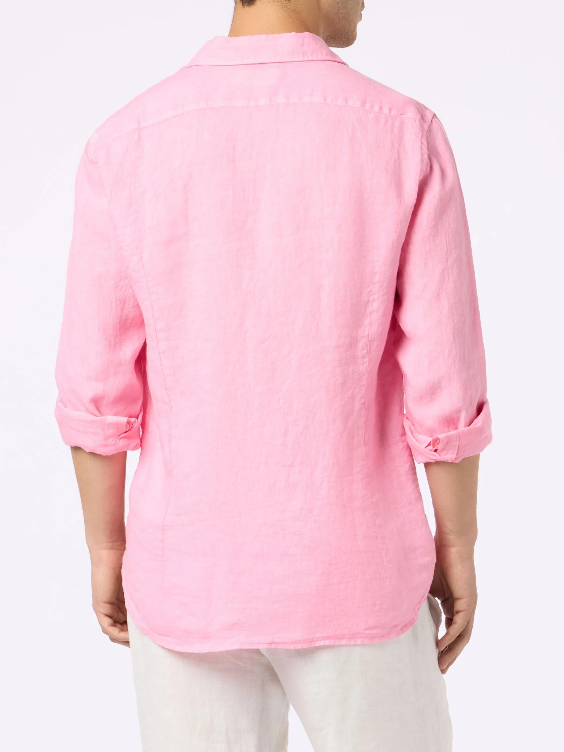 Camicia Pamplona in lino rosa tinta unita PAMP001 00142L MC2 SAINT BARTH 