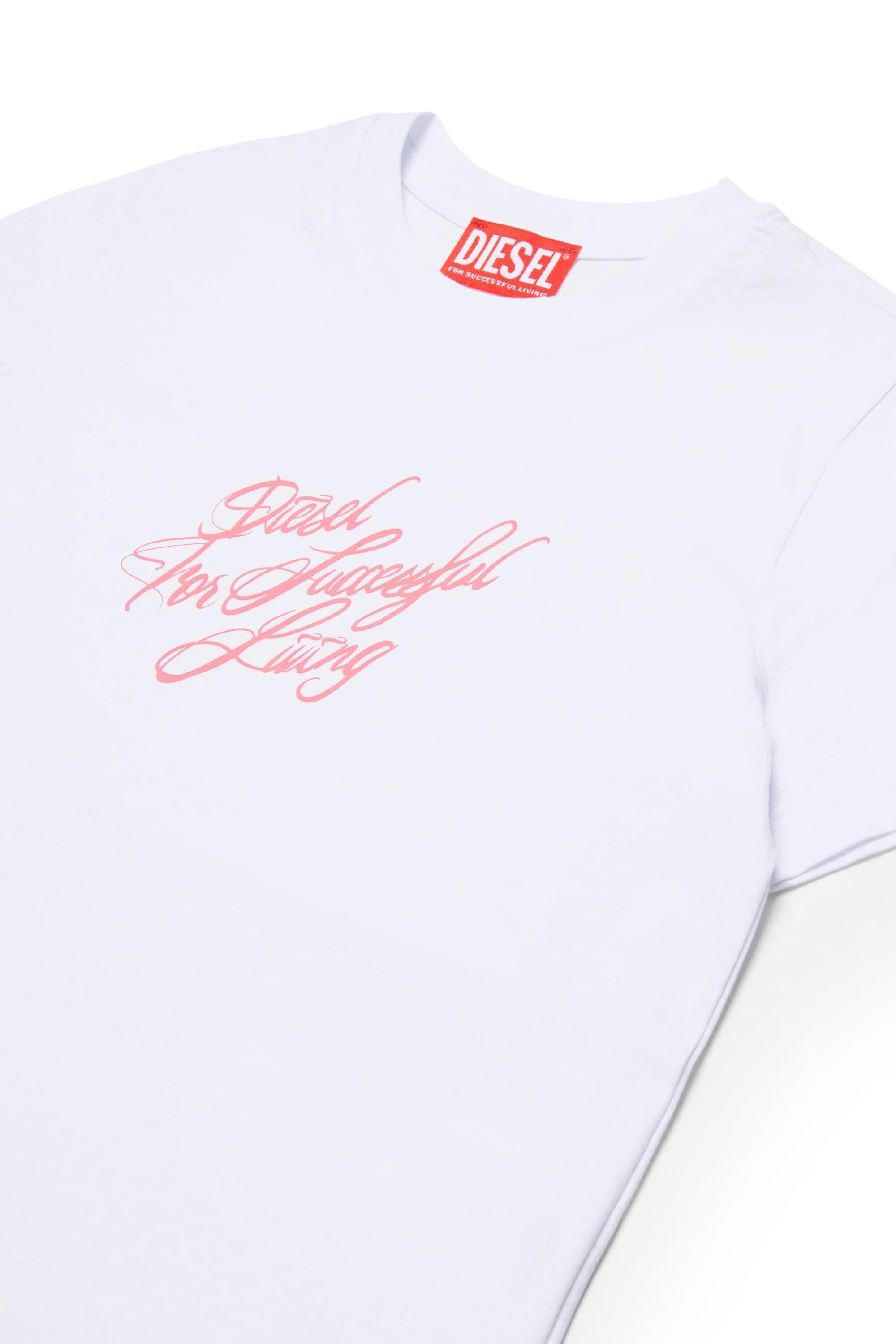 DIESEL<BR/>T-shirt con logo calligrafico bianca J02597-0GRAI K100 DIESEL 