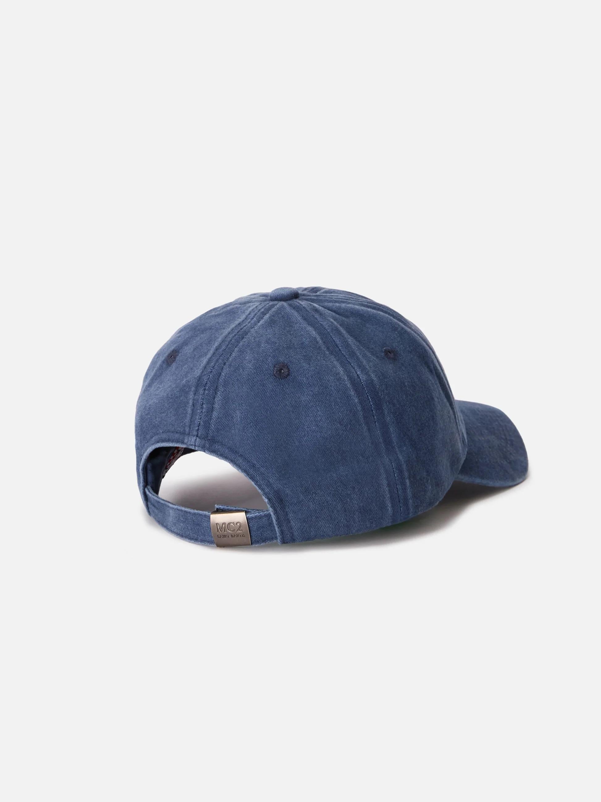 Cappellino Davis con visiera in denim blu con logo ricamato DAS0004 02963L MC2 SAINT BARTH 