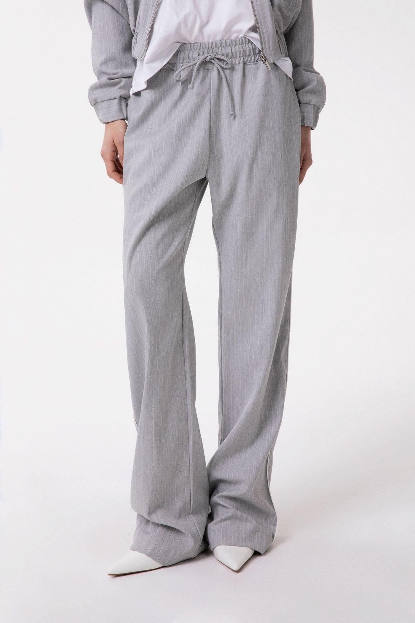 Pantalaccio Gessato Con Ricamo Sul Retro Tasca  Grigio - Gaëlle Paris GAABW09813-TMTS0256 GR00 GAELLE 