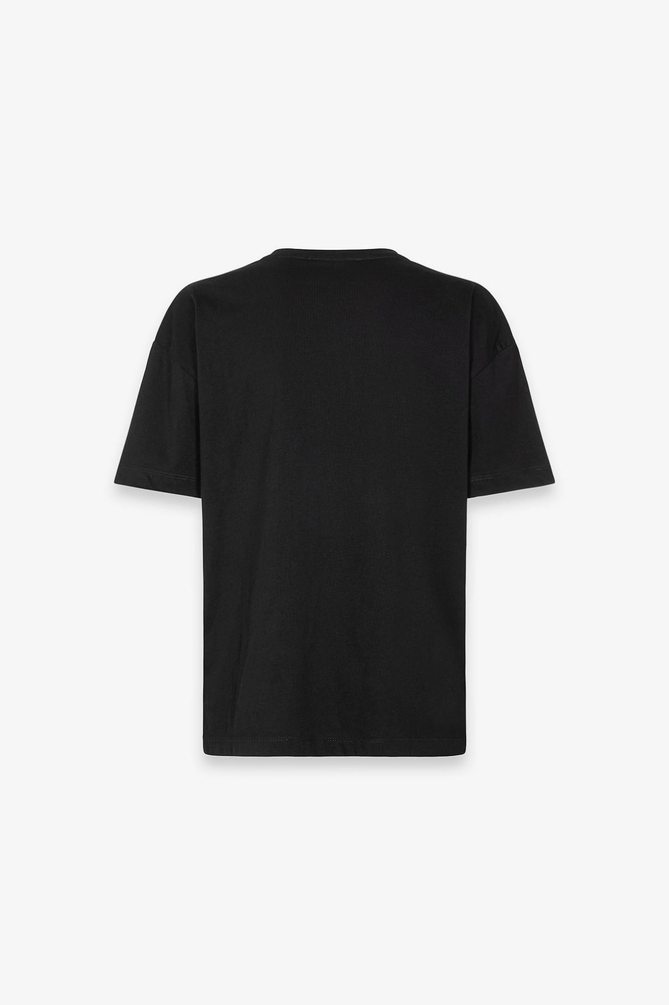 T-Shirt Paricollo Mezza Manica Con Ricamo  Nero - Gaëlle Paris GAABW09252-PTTS0043 NERO GAELLE 