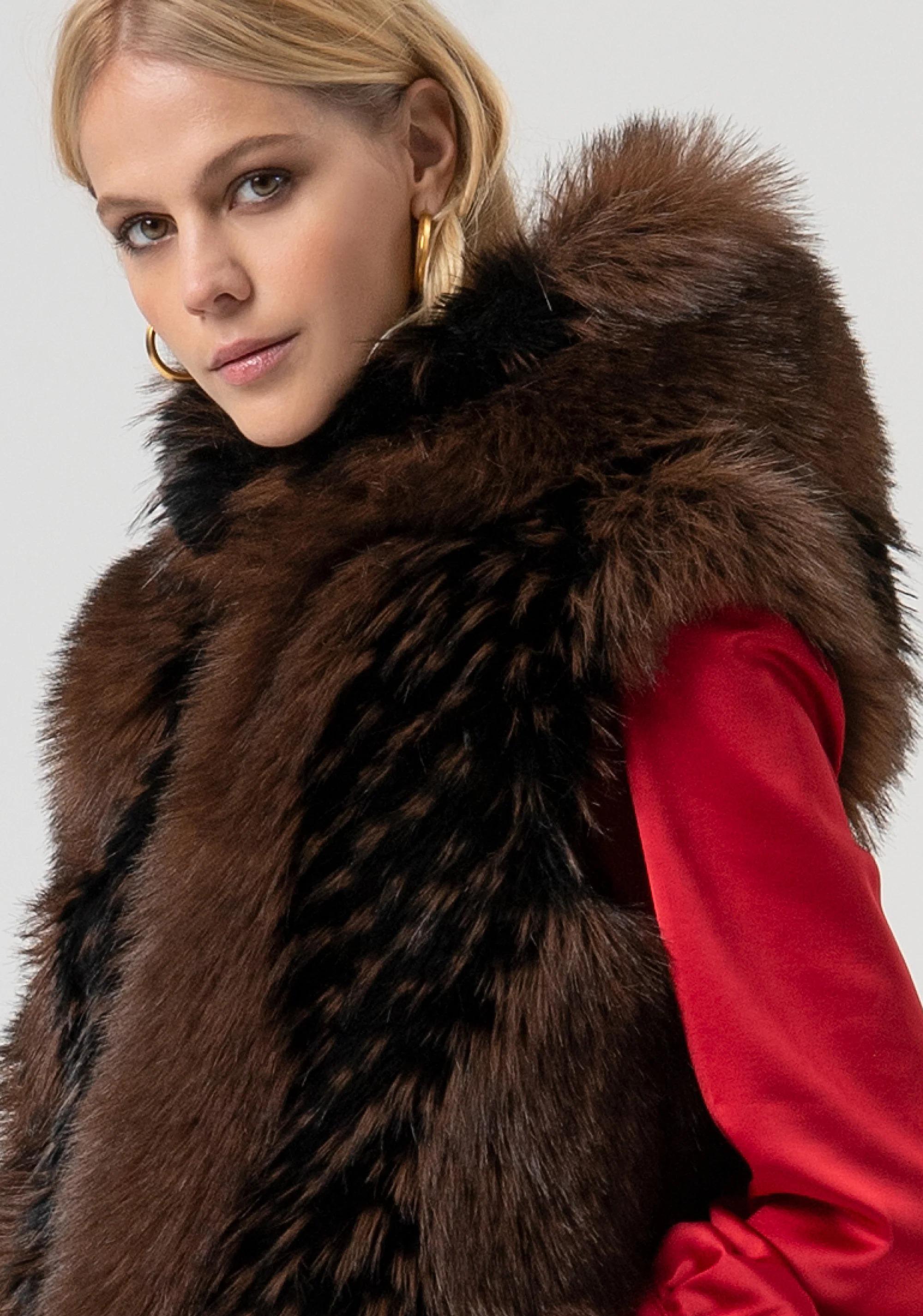 Fracomina Smanicato regular lungo con cappuccio brown FR25WC4006O44501 091 FRACOMINA 