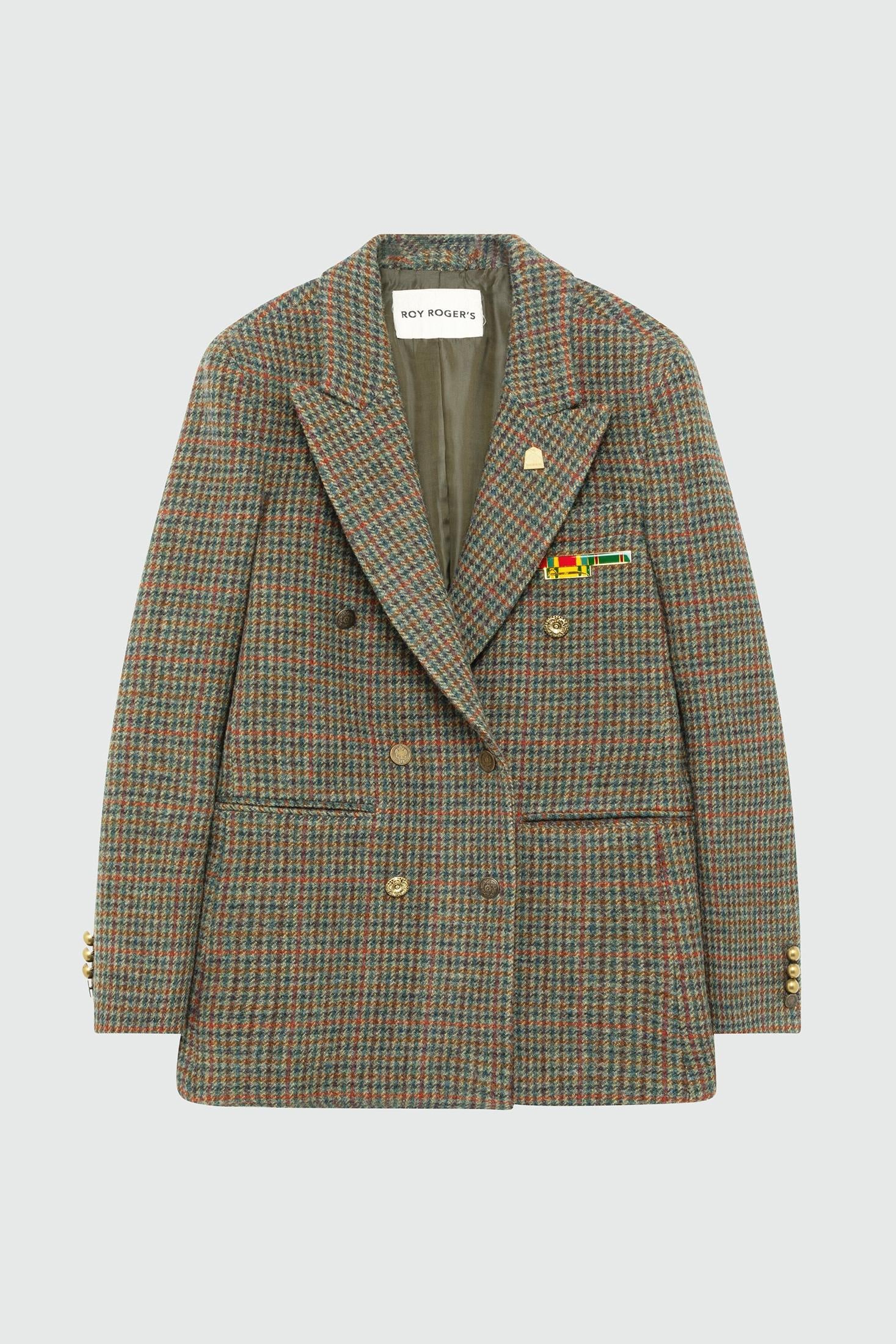 BLAZER DOPPIOPETTO IN LANA PIED DE POULE RND391CN58XXXX RUSTIC/GREEN ROY ROGER'S 