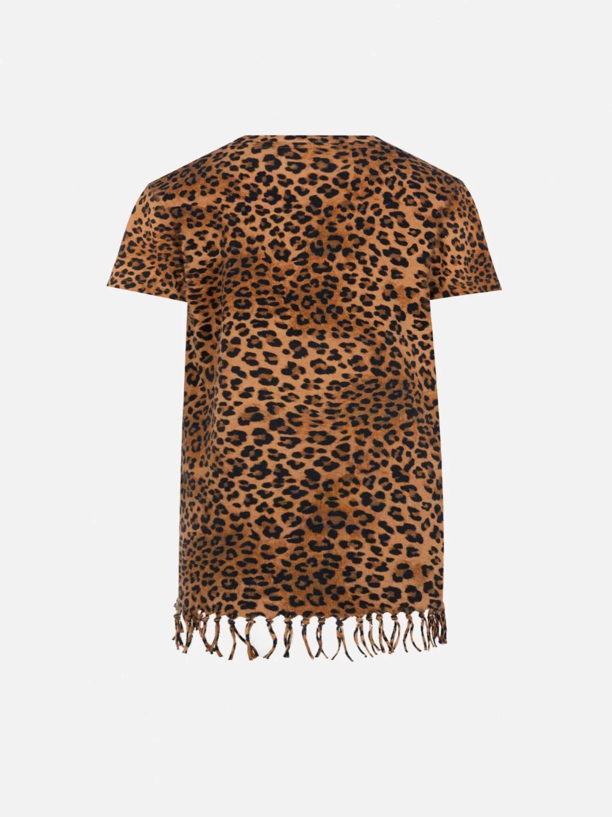 Abito Abbey in cotone con frange e stampa animalier ABY0001 03861L MC2 SAINT BARTH 