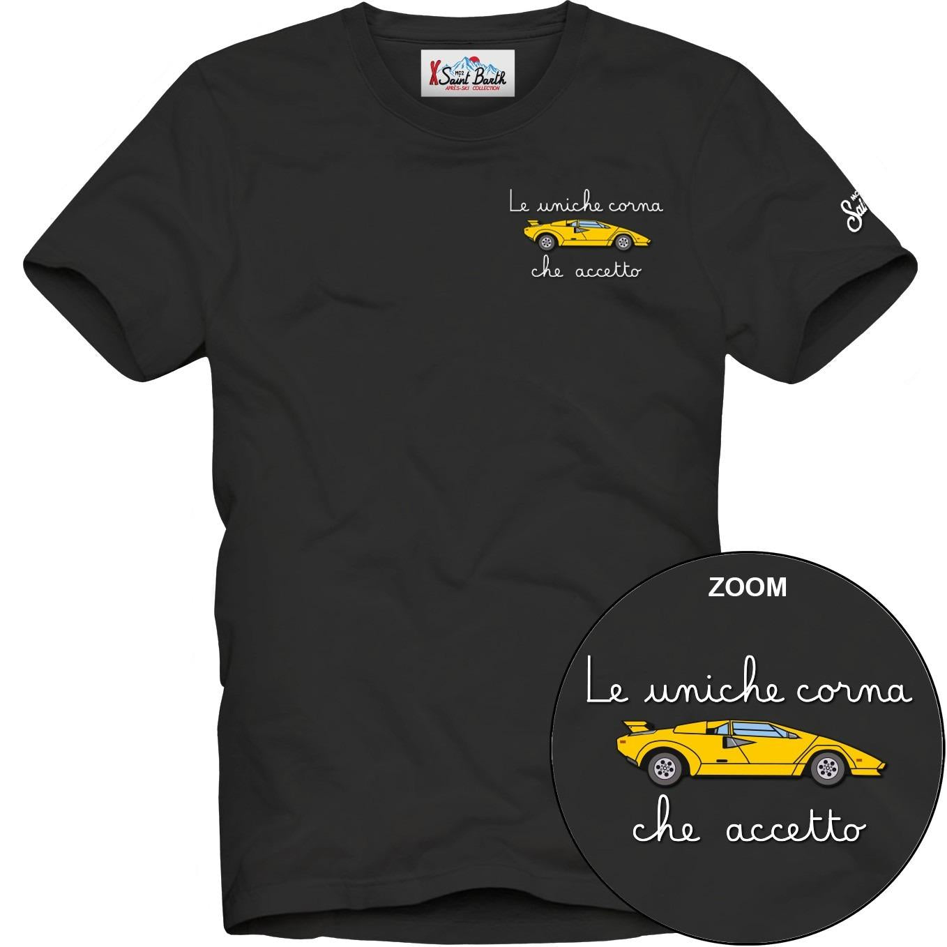 T Shirt Mc2 Saint Barth Nero art. Arnott Car Corna 00 EMB ARN0001 02978I MC2 SAINT BARTH 