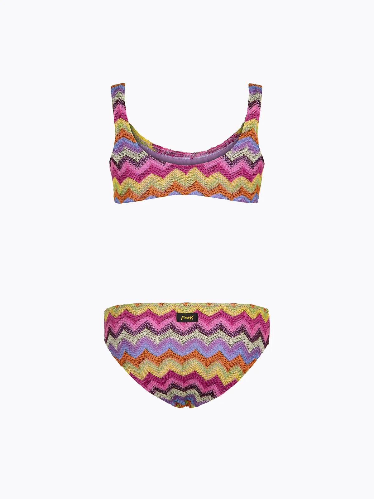 Bikini Bambina F**K Top con Slip Fisso Multicolor SG0611-MC FJ26-SG0611 MC F**K 