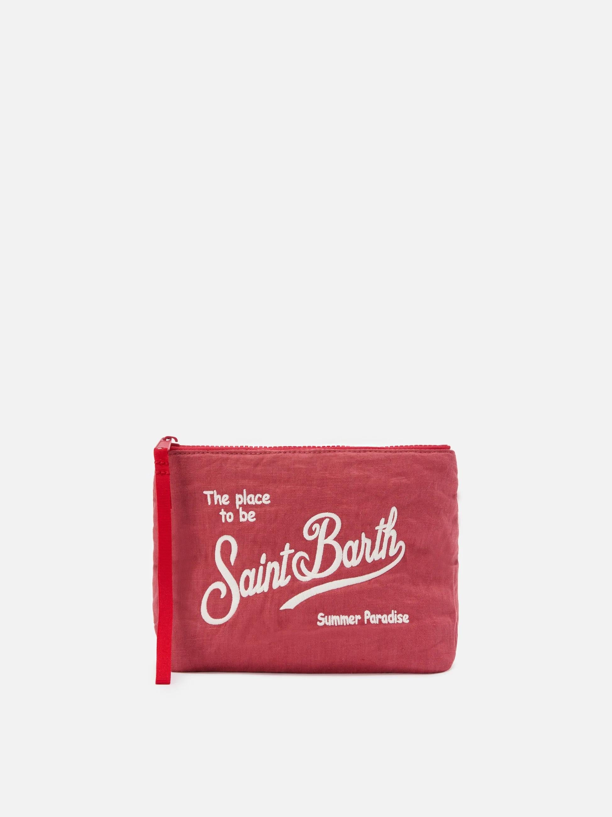 Pochette Soft Aline in lino rosso mattone tinta unita ALI0051 00553L MC2 SAINT BARTH 