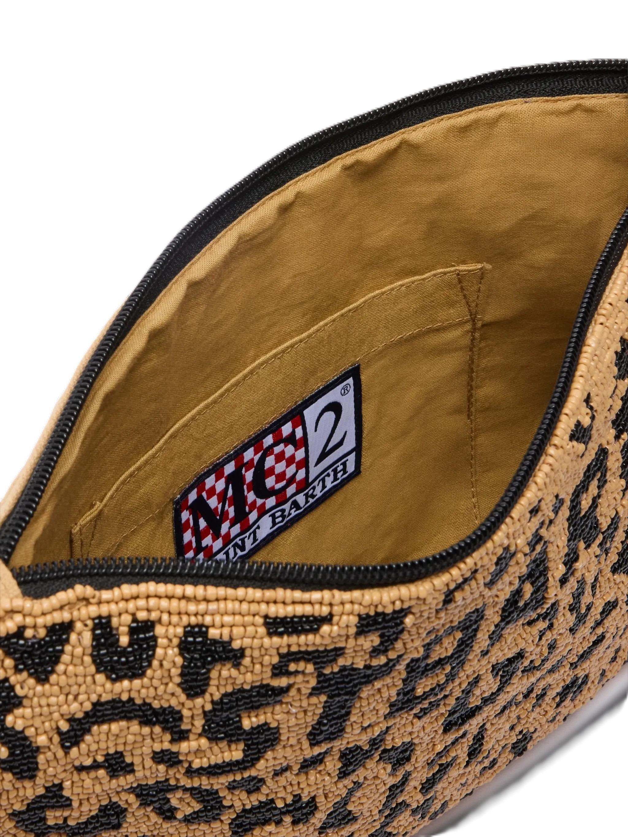 Pouch Pearl con fantasia leopardata in perline POU0002 00653L MC2 SAINT BARTH 