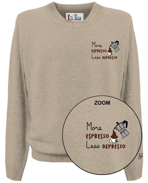 Maglione Girocollo Mc2 Saint Barth Beige art. Heron Light Embry Espresso Depresso 11 HER0024 03503I MC2 SAINT BARTH 