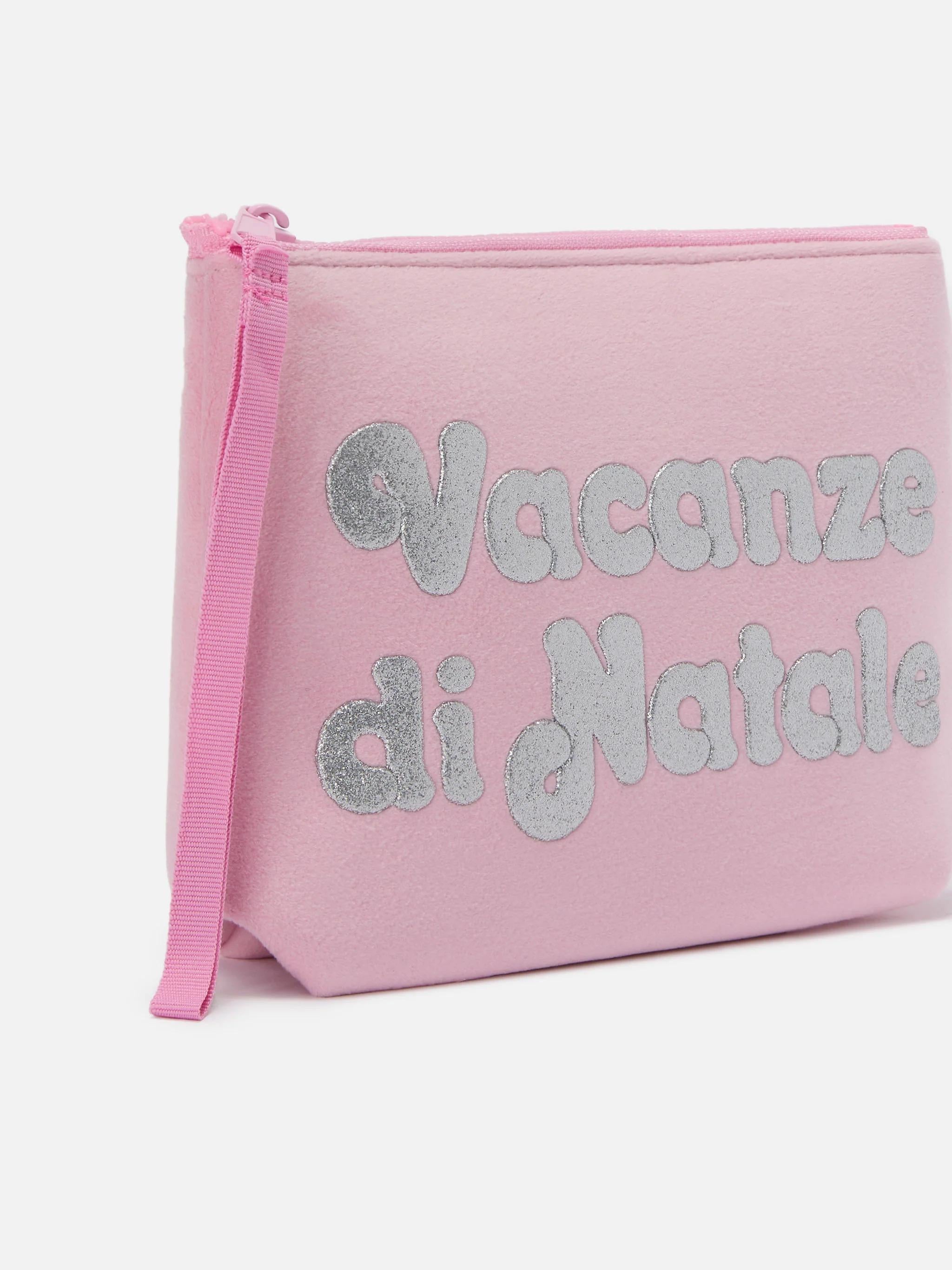 Pochette Aline effetto lana rosa con stampa Vacanze di Natale | VACANZE DI NATALE SPECIAL EDITION ALI0002 02349I MC2 SAINT BARTH 