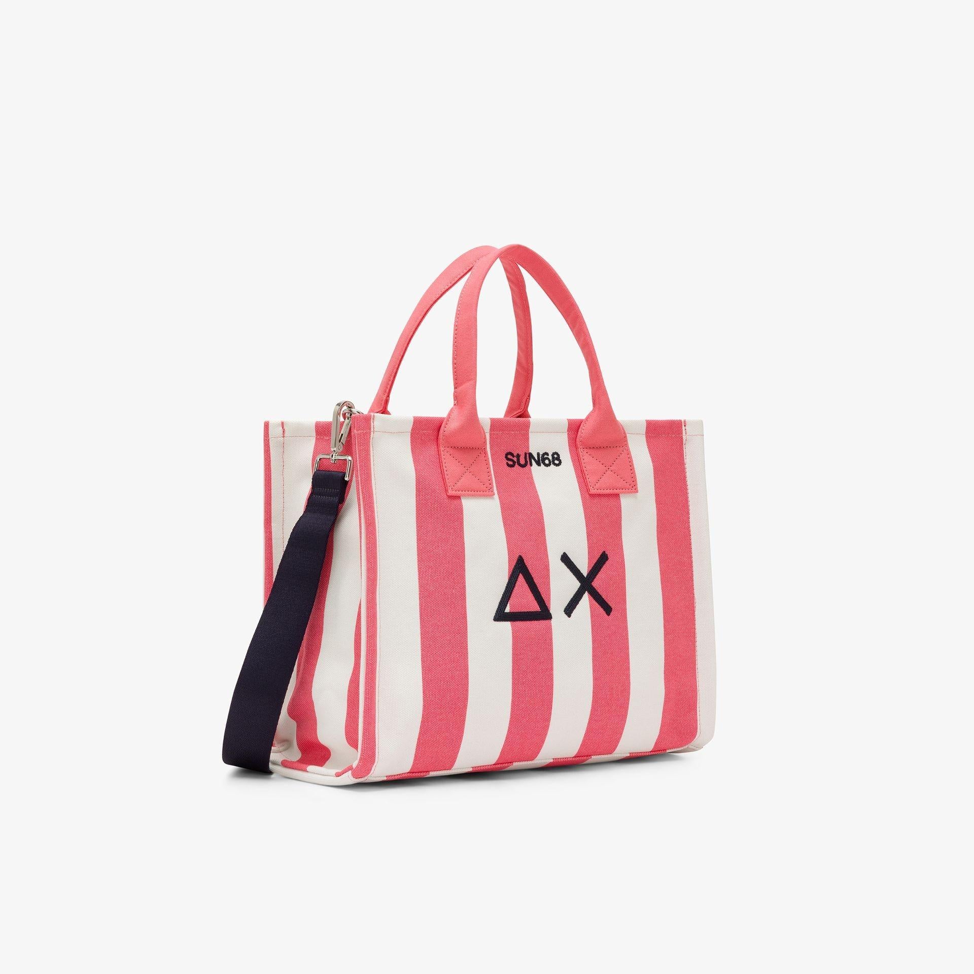 Shopping bag Cali in tela di cotone stampato fucsia/bianco panna W36220 2031 SUN 68 