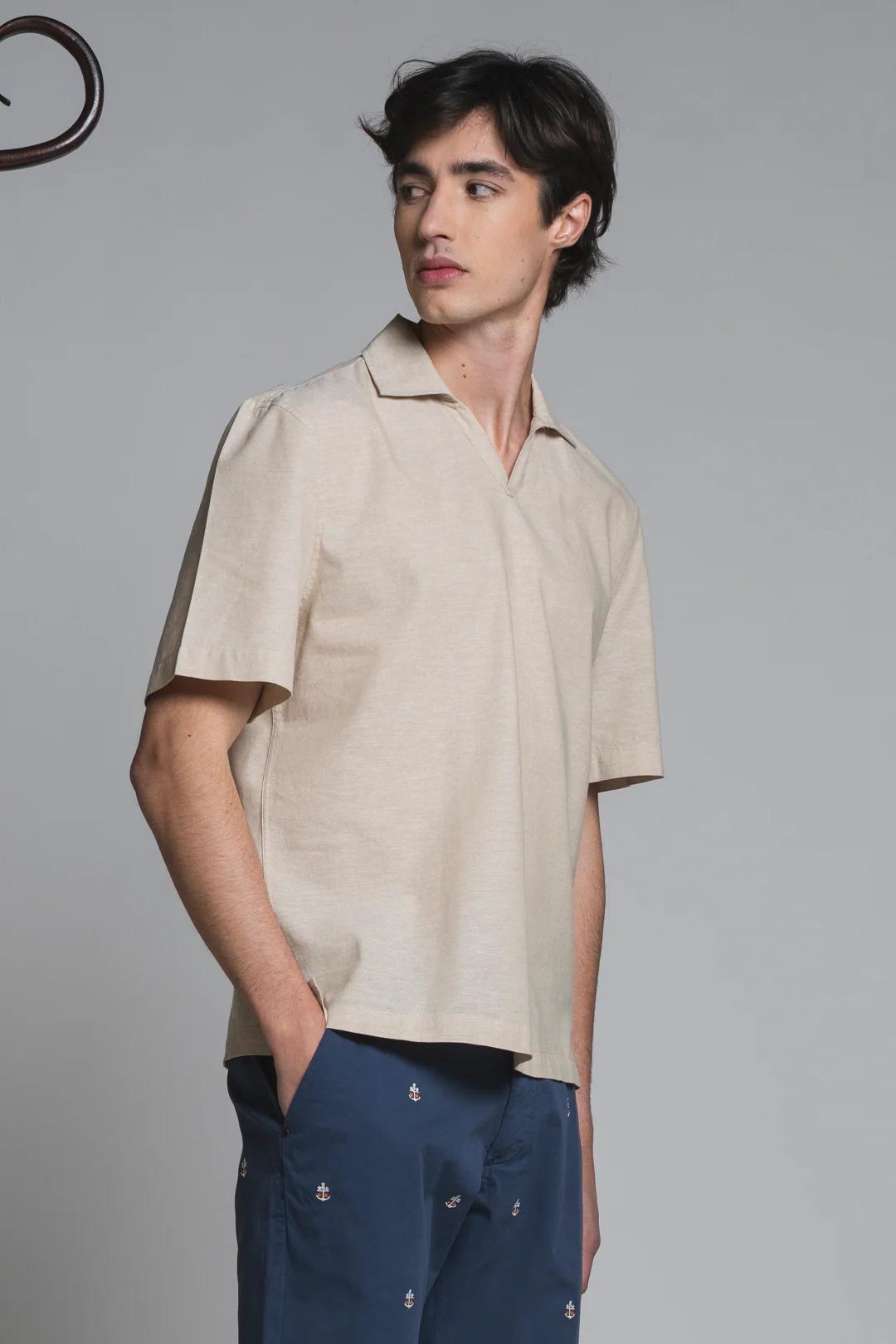 JAMIE POLO SKIPPER IN MIXED LINEN ECRU' IM26SSOM-JAMIE-MLN C56 IMPURE 