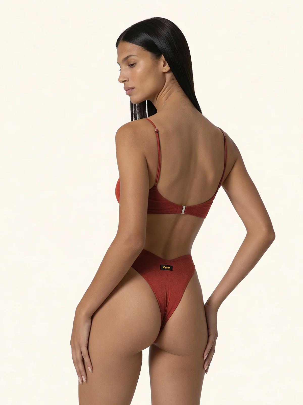 Bikini Donna F**K Top Fisso con ferretto e Slip Americano Fisso Rust SW1805-ru FK00-SW1805 RU F**K 