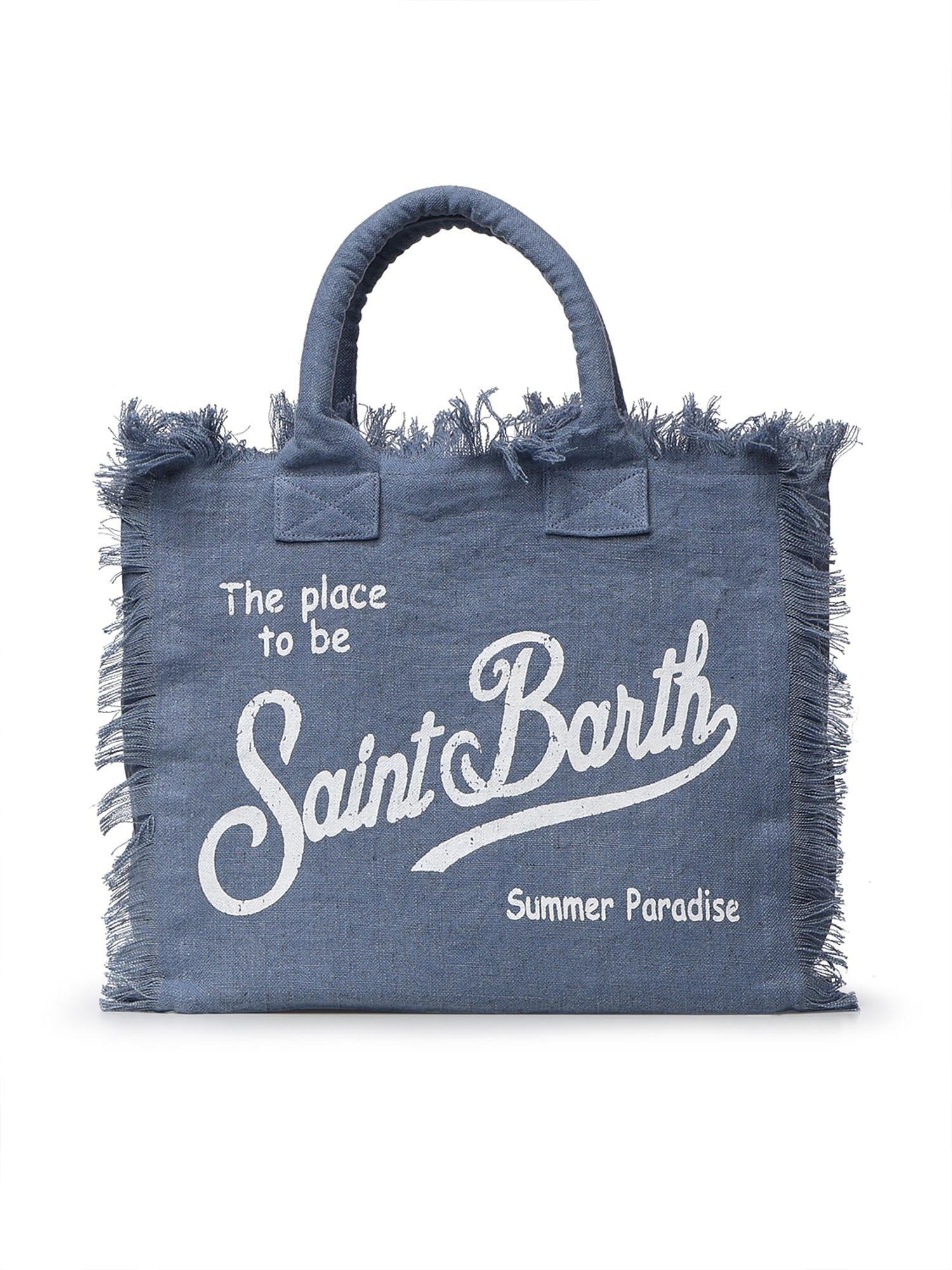 Borsa Vanity regular in lino denim tinta unita VANI022 00262L MC2 SAINT BARTH 
