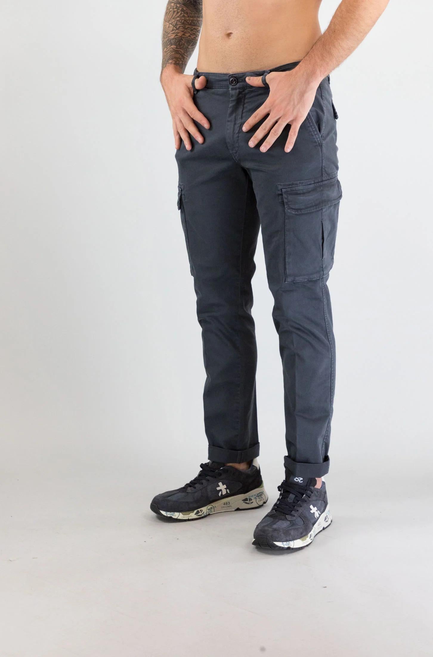 Pantalone Cargo 40weft Blu Slavato da Uomo aiko 2374 AIKO_2374 W1909 40WEFT 