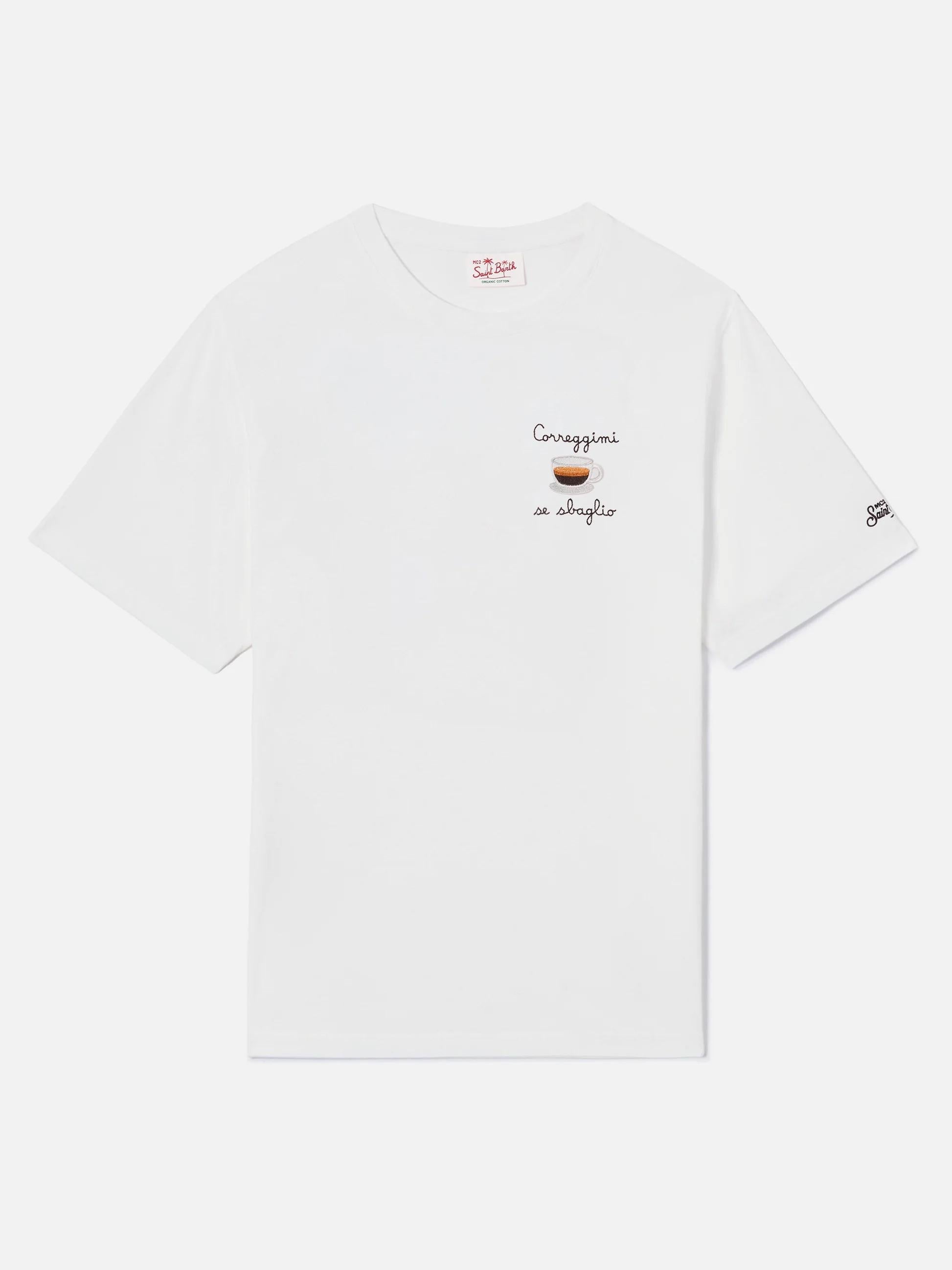 T-shirt Portofino panna con ricamo Correggimi Se Sbaglio POT0001 04452L MC2 SAINT BARTH 