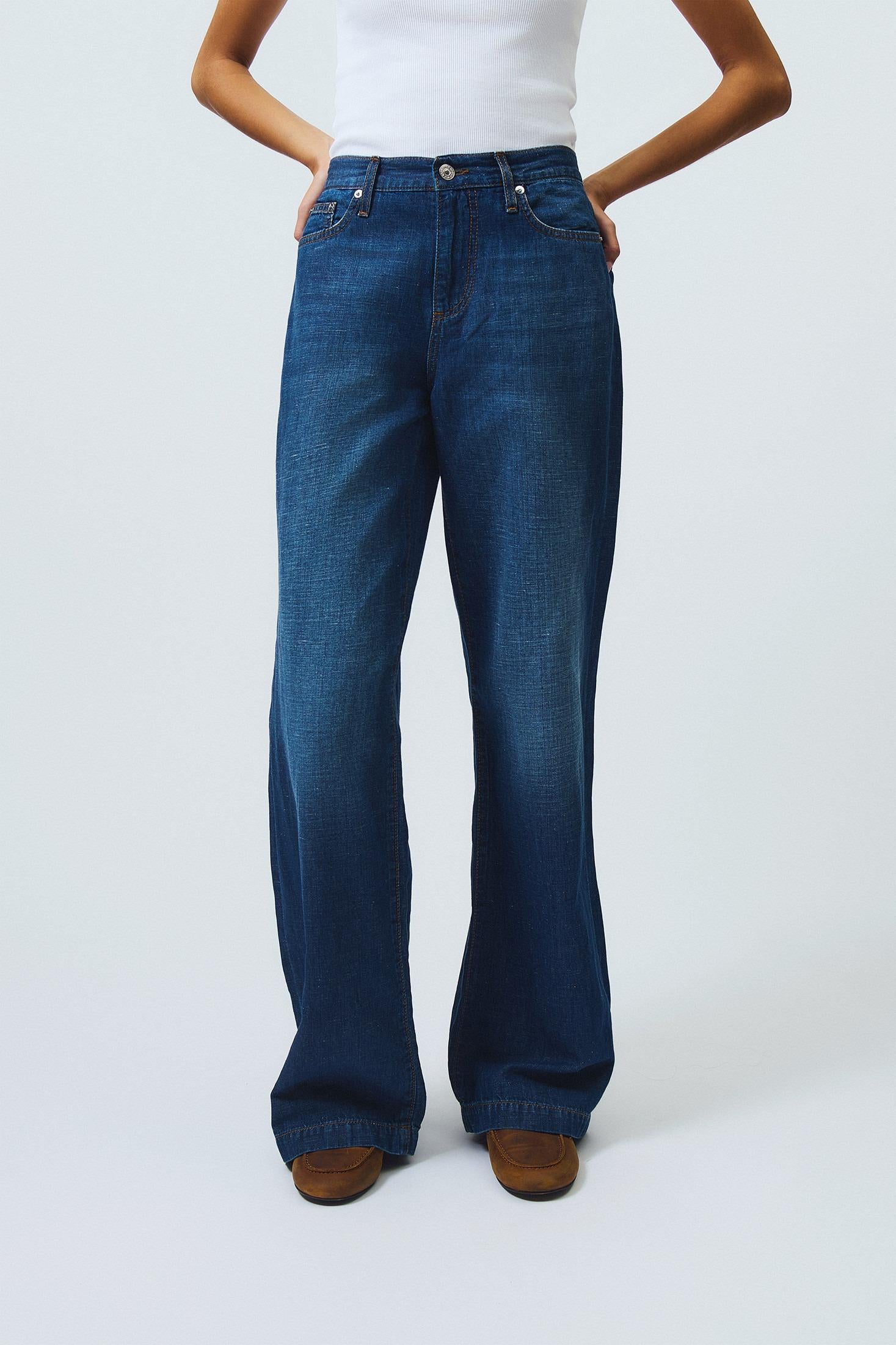 Jeans marta denim cotton linen neptune RND091CR553073 C0999 ROY ROGER'S 