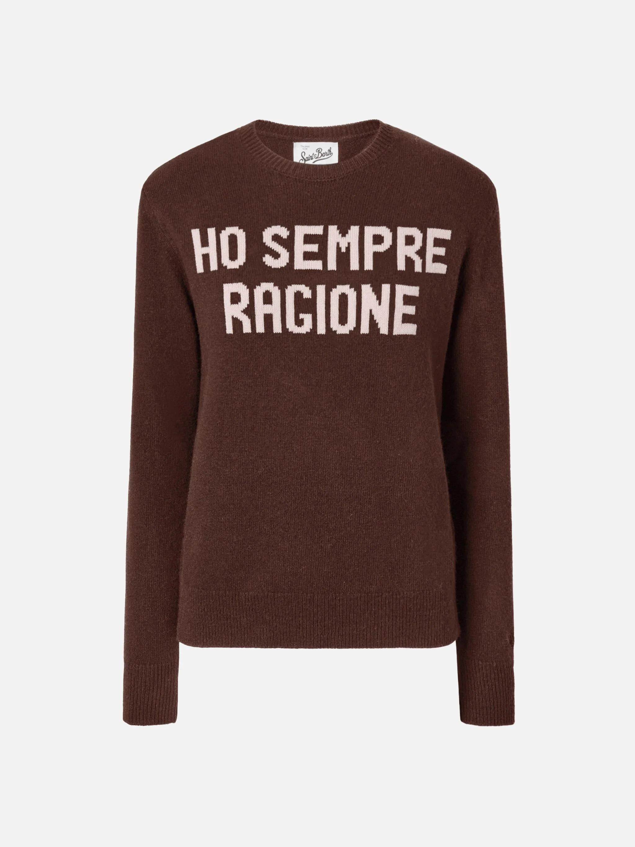 Maglione New Queen in misto cashmere marrone con jacquard Ho sempre ragione QUE0010 02121I MC2 SAINT BARTH 