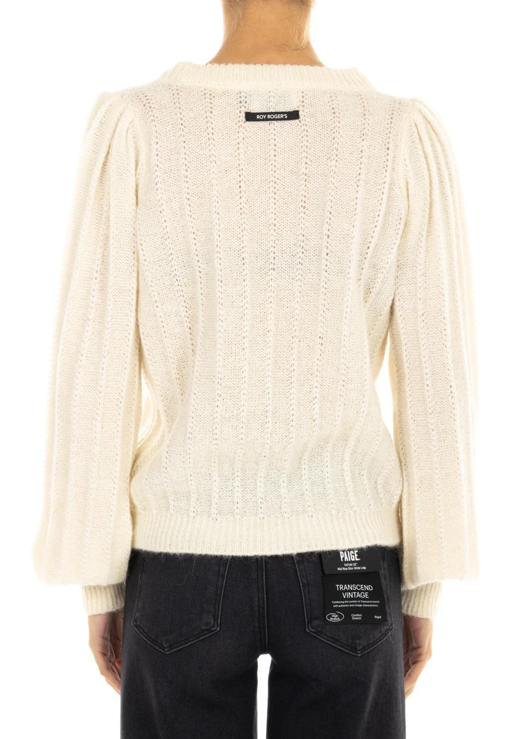 Roy Roger's maglione vertical rib alpaca white RND90260CP22XXXX C0069 ROY ROGER'S 