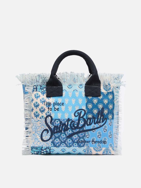 Borsa Colette in canvas di cotone con stampa patch floreale COL0001 01021H MC2 SAINT BARTH 