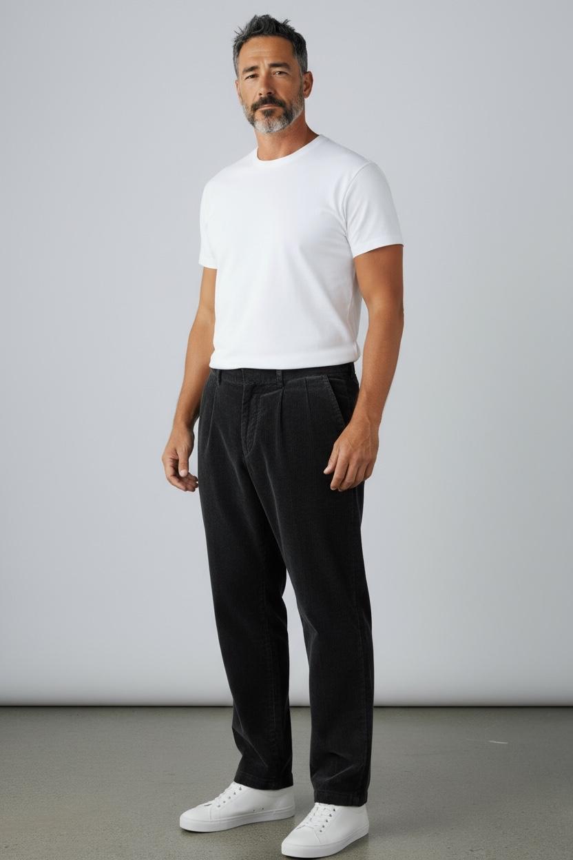 Michael Coal pantalone coulisse mc-denny/2741 velluto millerighe con pence nero MCDEN2741F25 019 MICHAEL COAL 